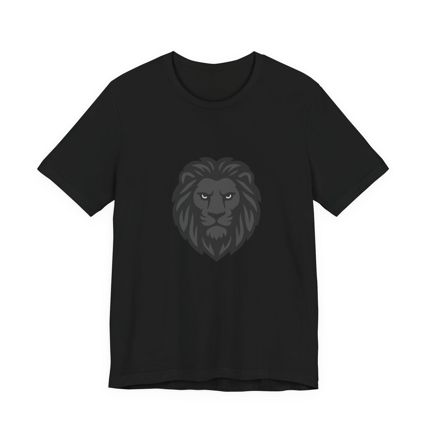 Dark Lion Graphic T-Shirt – Dark Theme Grayscale Lion Face Design on Black Tee for Strength, Confidence, and Modern Ghost Effect Style. Unisex Jersey Short Sleeve Tee