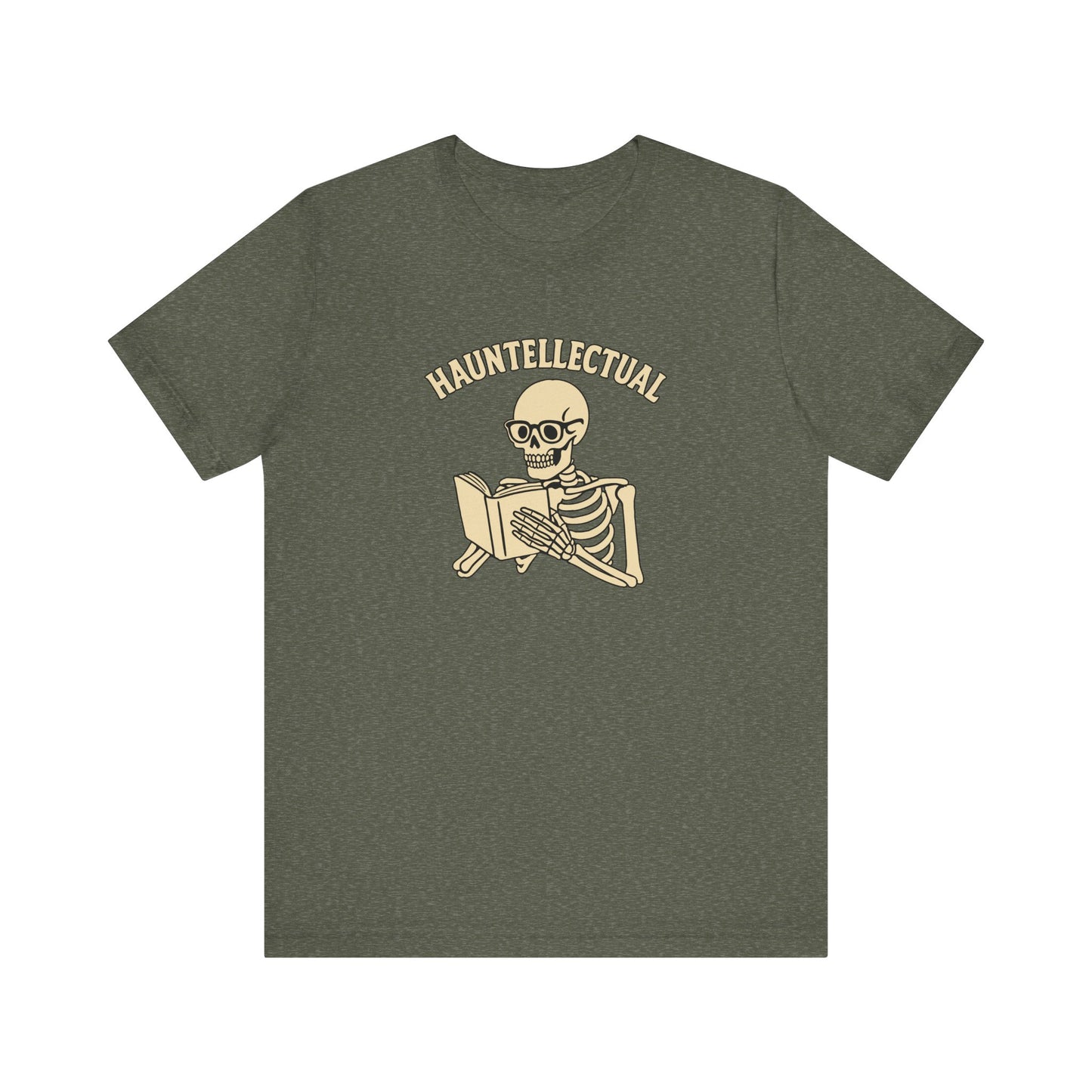 Hauntellectual Halloween Shirt – Funny Skeleton Reading Book Tee for Spooky Smart People