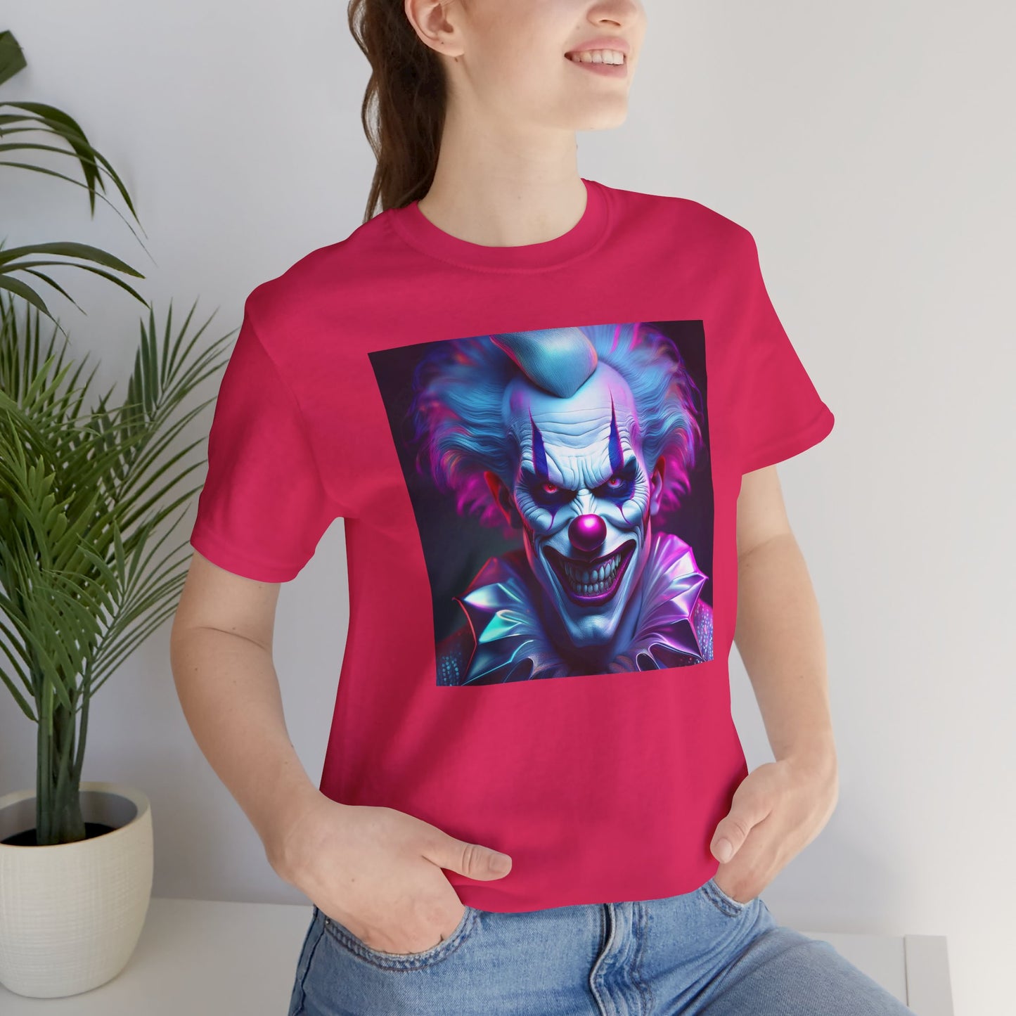 Scary Clown Halloween Shirt – Creepy Evil Clown Face Graphic Tee for Horror Fans. Unisex Jersey Short Sleeve Tee