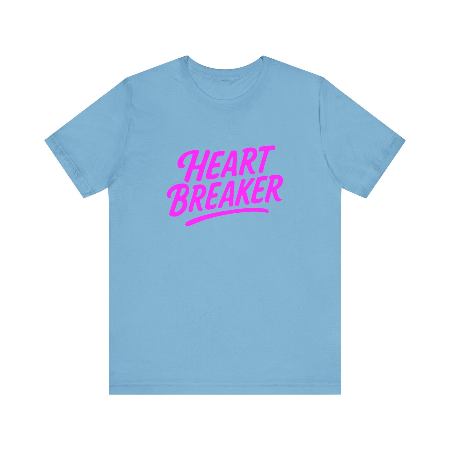 Colorful Design Heartbreaker Shirt – Neon Pink Retro Script Tee for Bold Women with Savage Energy. Unisex Jersey Short Sleeve Tee