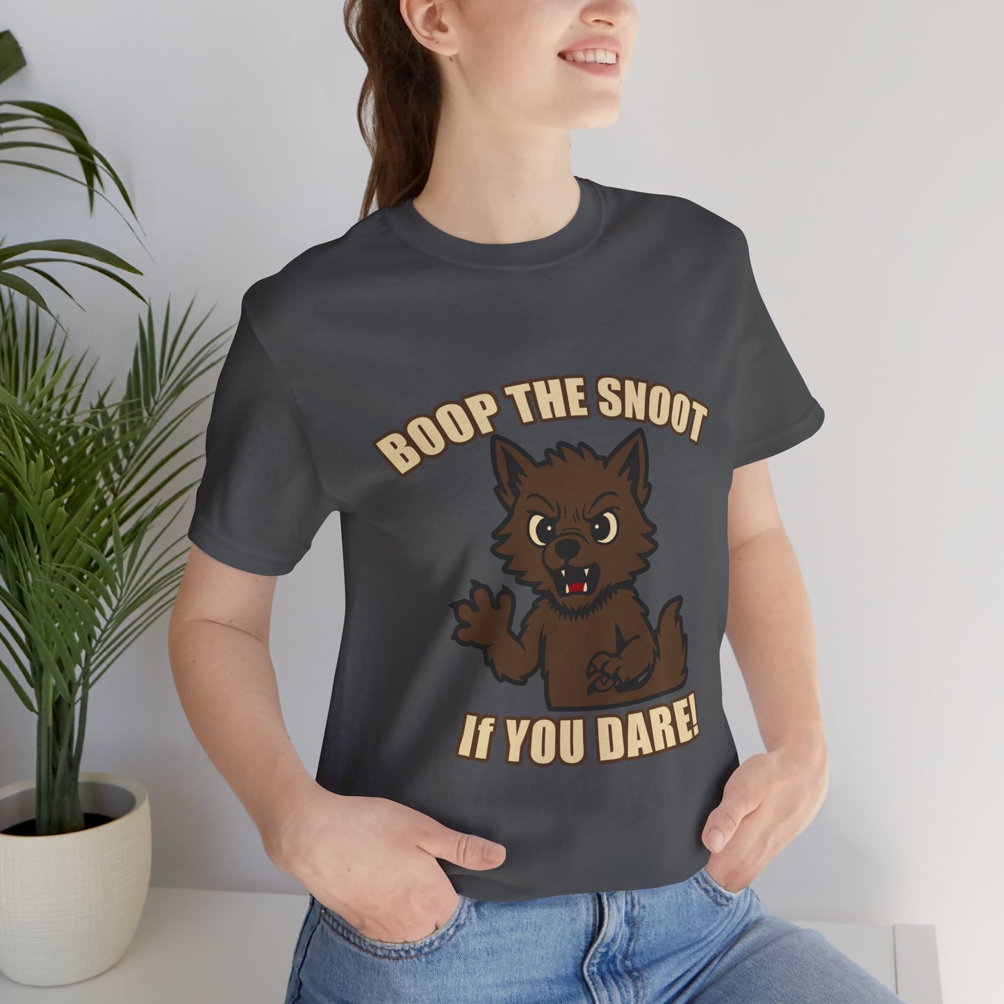 Boop the Snoot If You Dare Halloween Shirt – Funny Werewolf Halloween Graphic Unisex Jersey Short Sleeve Tee for Dog Lovers.