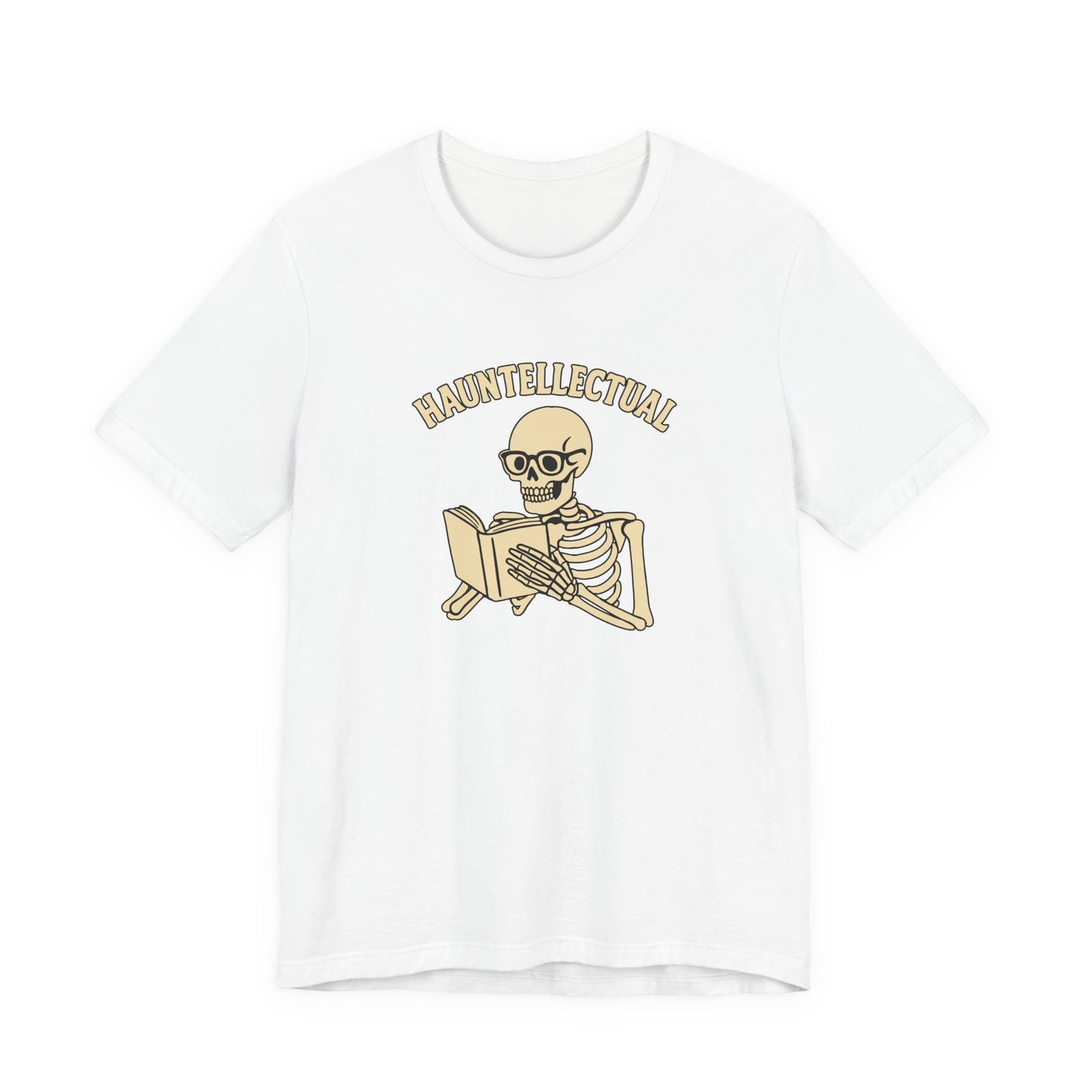 Hauntellectual Halloween Shirt – Funny Skeleton Reading Book Tee for Spooky Smart People