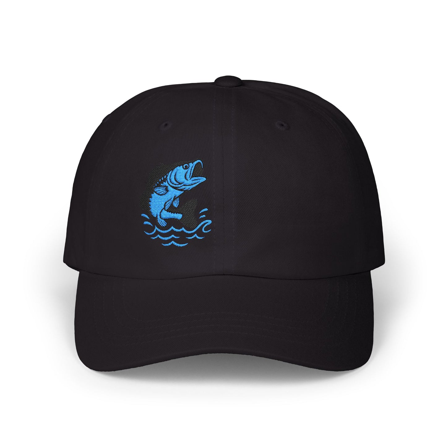 Jumping Fish Classic Dad Hat – Embroidered Blue Fishing Hat for Anglers, Lake Days, and Outdoor Style