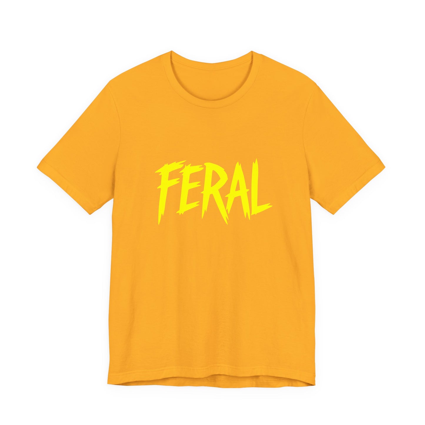 Colorful Design FERAL Shirt – Bright Yellow Chaos Tee for Women Who Are Loud, Wild, and Loving It. Unisex Jersey Short Sleeve Tee