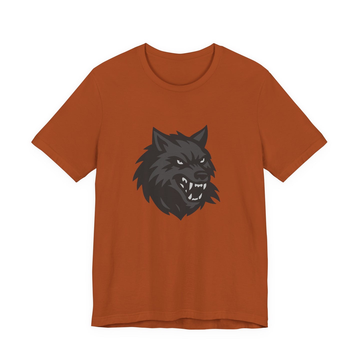 Dark Theme Wolf Head Shirt – Fierce Growling Wolf Face Graphic in Black and Grey for Bold, Edgy Style. Unisex Jersey Short Sleeve Tee