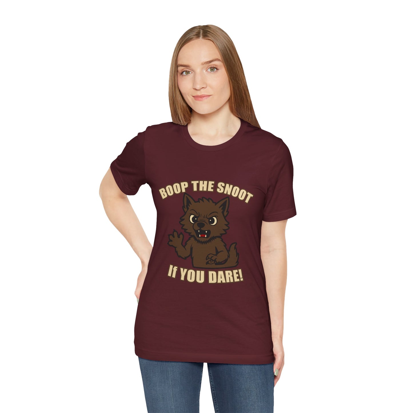 Boop the Snoot If You Dare Halloween Shirt – Funny Werewolf Halloween Graphic Unisex Jersey Short Sleeve Tee for Dog Lovers.