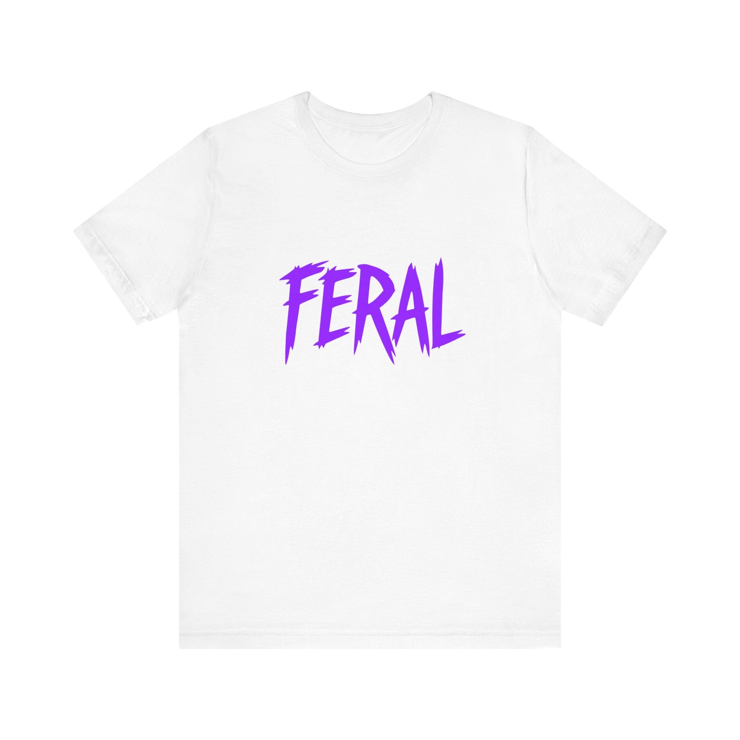 Colorful Design FERAL Shirt – Bold Purple Graphic Tee for Untamed Women Who Embrace Their Wild Side. Unisex Jersey Short Sleeve Tee