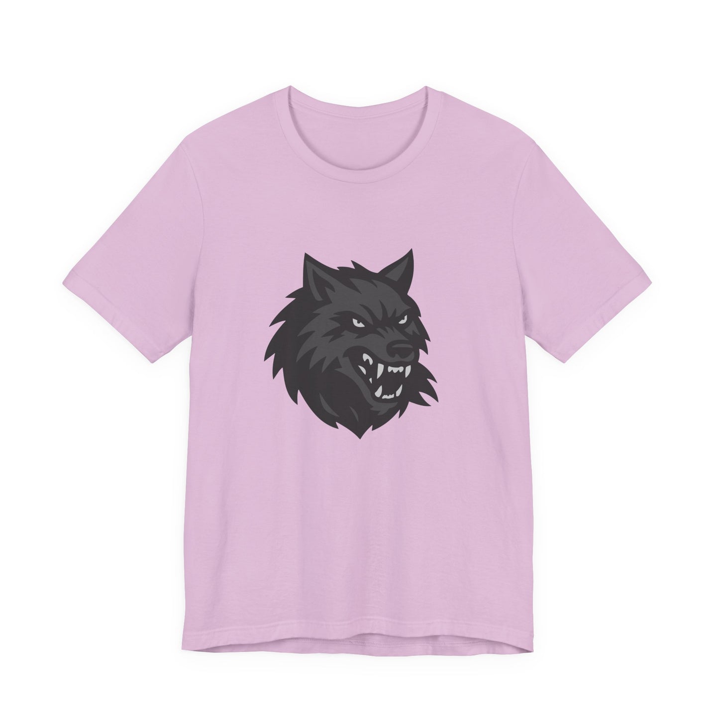 Dark Theme Wolf Head Shirt – Fierce Growling Wolf Face Graphic in Black and Grey for Bold, Edgy Style. Unisex Jersey Short Sleeve Tee