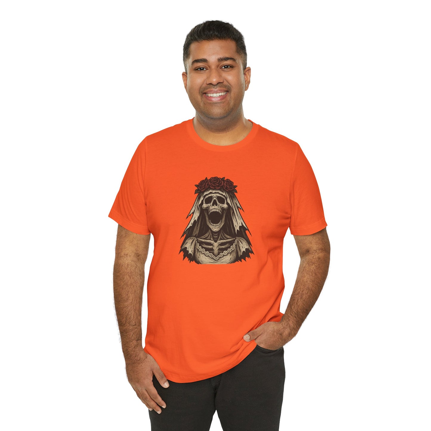 Screaming Skeleton Bride Halloween Shirt – Gothic Undead Bride Graphic Tee for Spooky Season Horror Fans