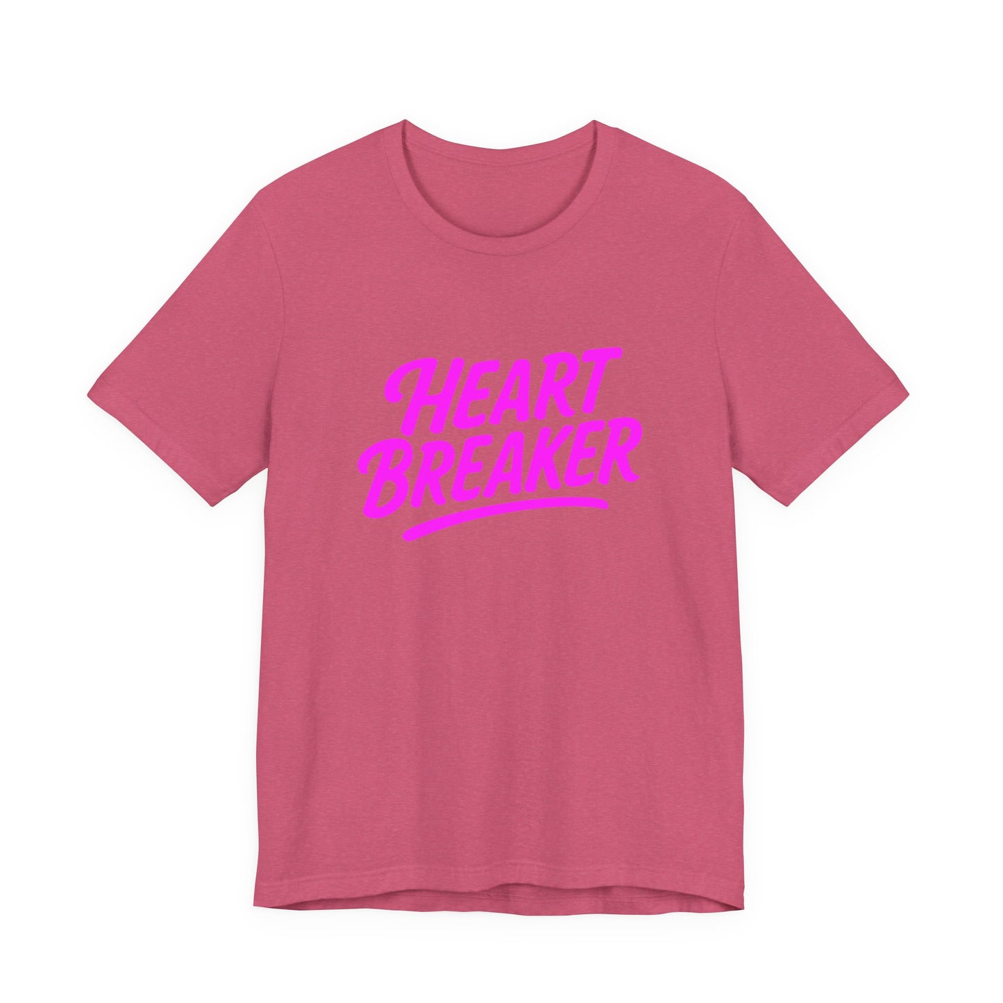 Colorful Design Heartbreaker Shirt – Neon Pink Retro Script Tee for Bold Women with Savage Energy. Unisex Jersey Short Sleeve Tee