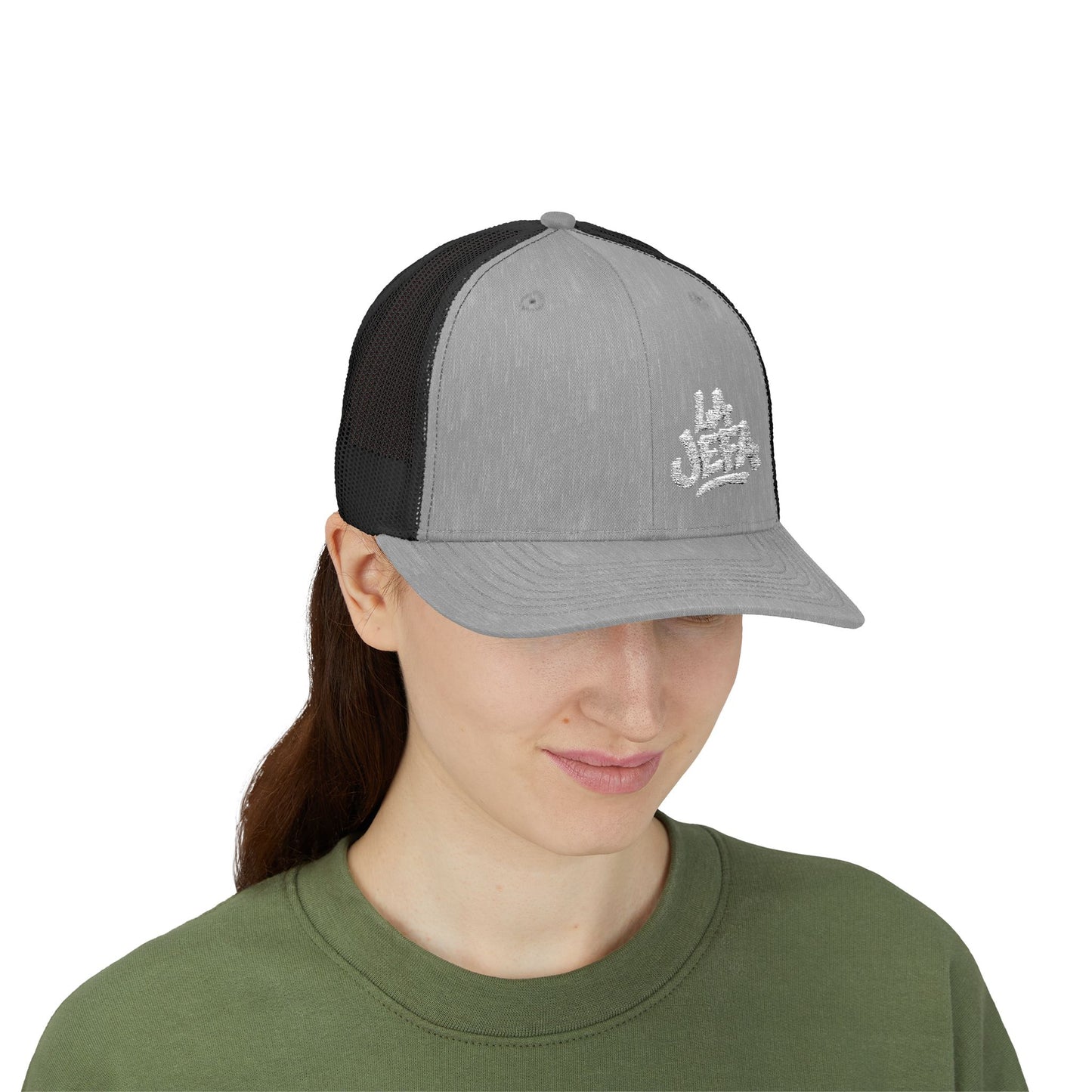La Jefa Trucker Hat – Embroidered Latina Boss Hat for Bold Women. White Letters