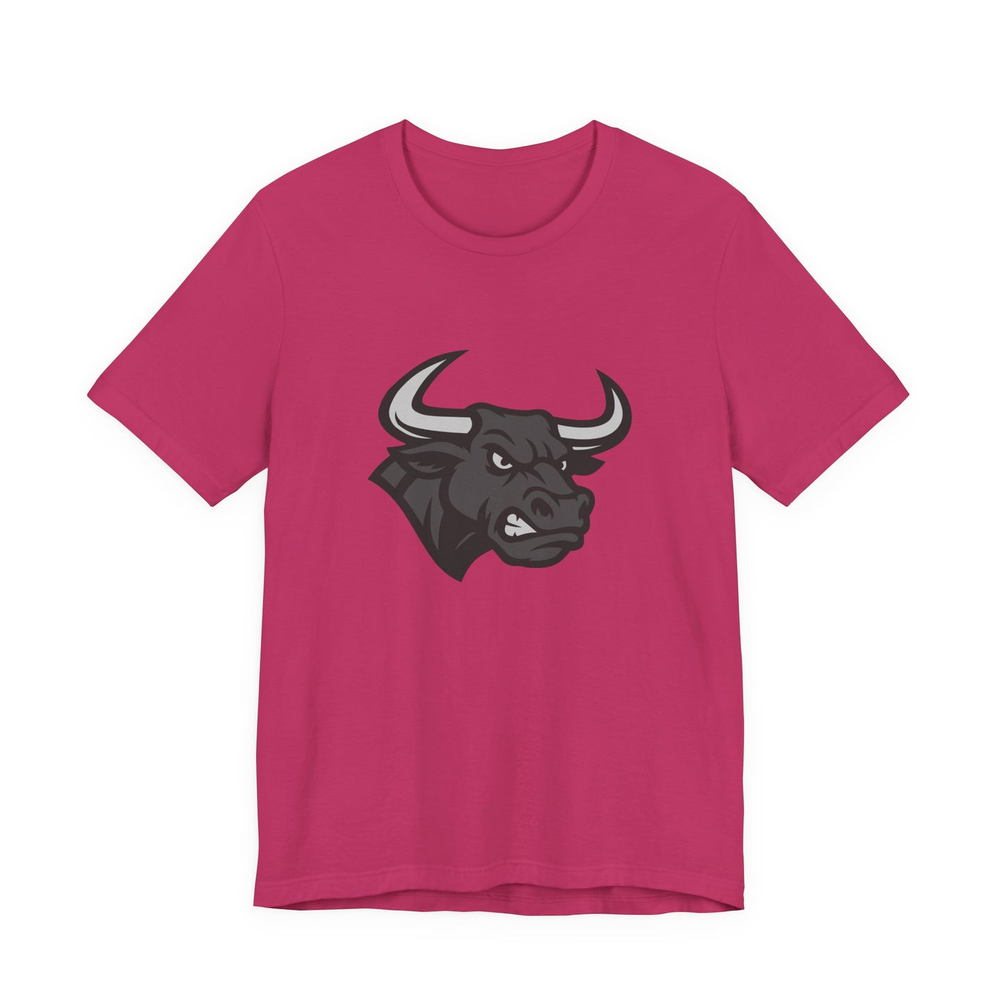 Angry Bull Graphic T-Shirt – Dark Theme Grayscale Bull Head Design on Black Tee for Streetwear, Gym, or Bold Urban Style. Unisex Jersey Short Sleeve Tee