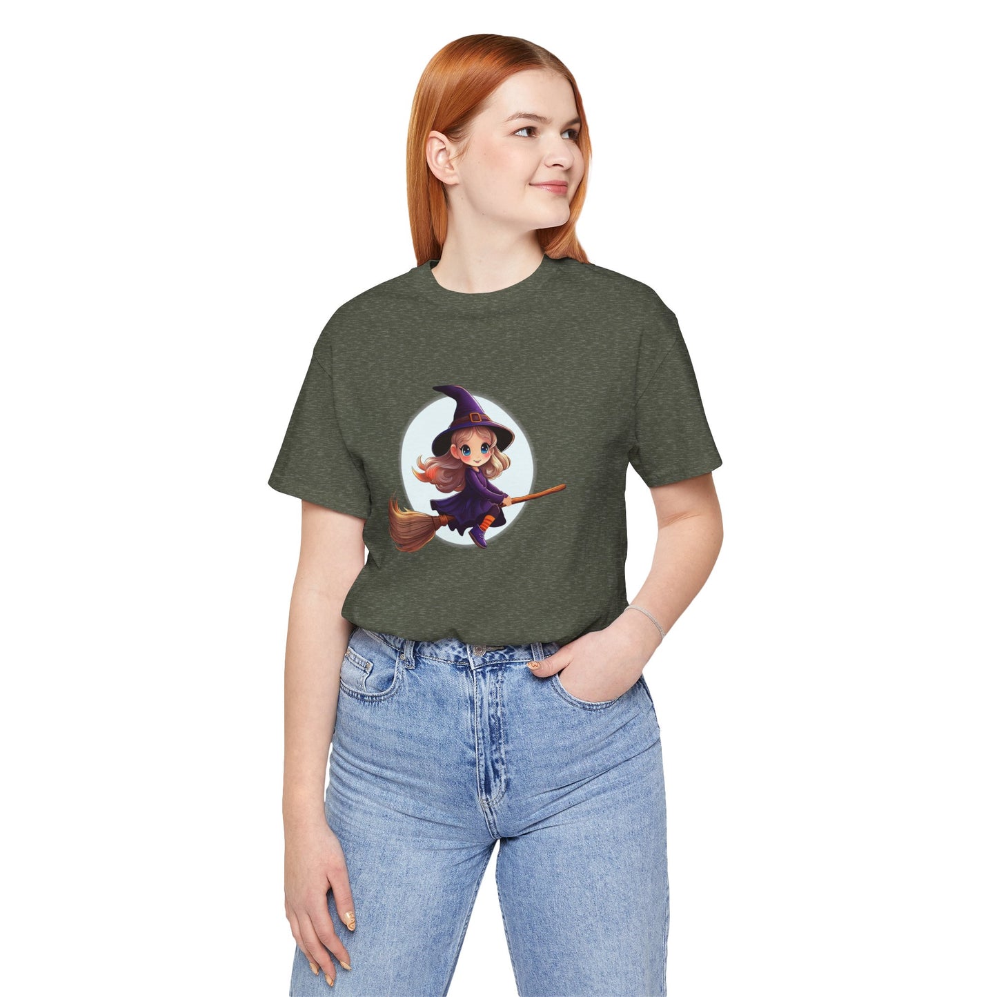 Cute Witch on a Broom Halloween Shirt – Adorable Flying Witch Graphic Tee for Kids and Magic Lovers