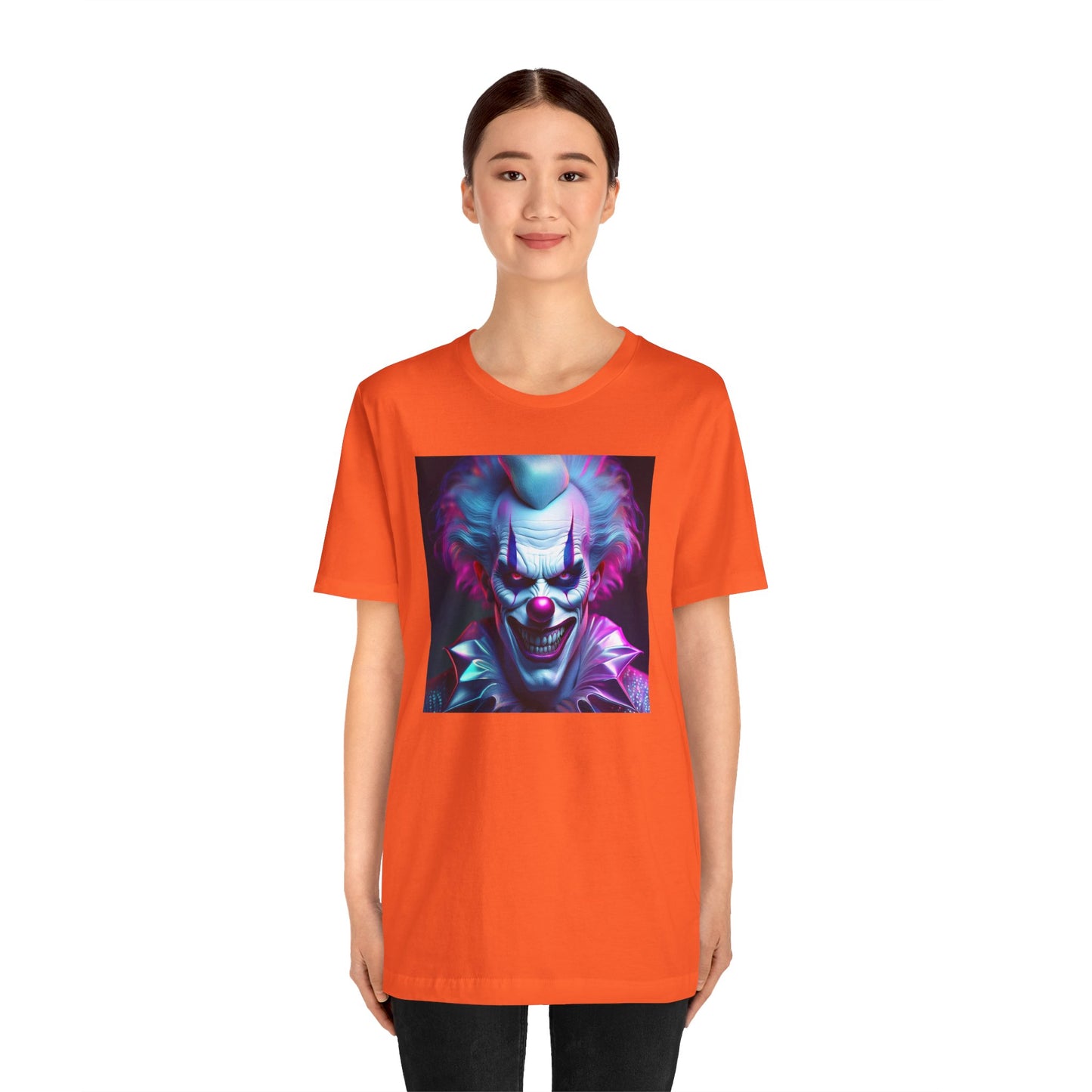 Scary Clown Halloween Shirt – Creepy Evil Clown Face Graphic Tee for Horror Fans. Unisex Jersey Short Sleeve Tee