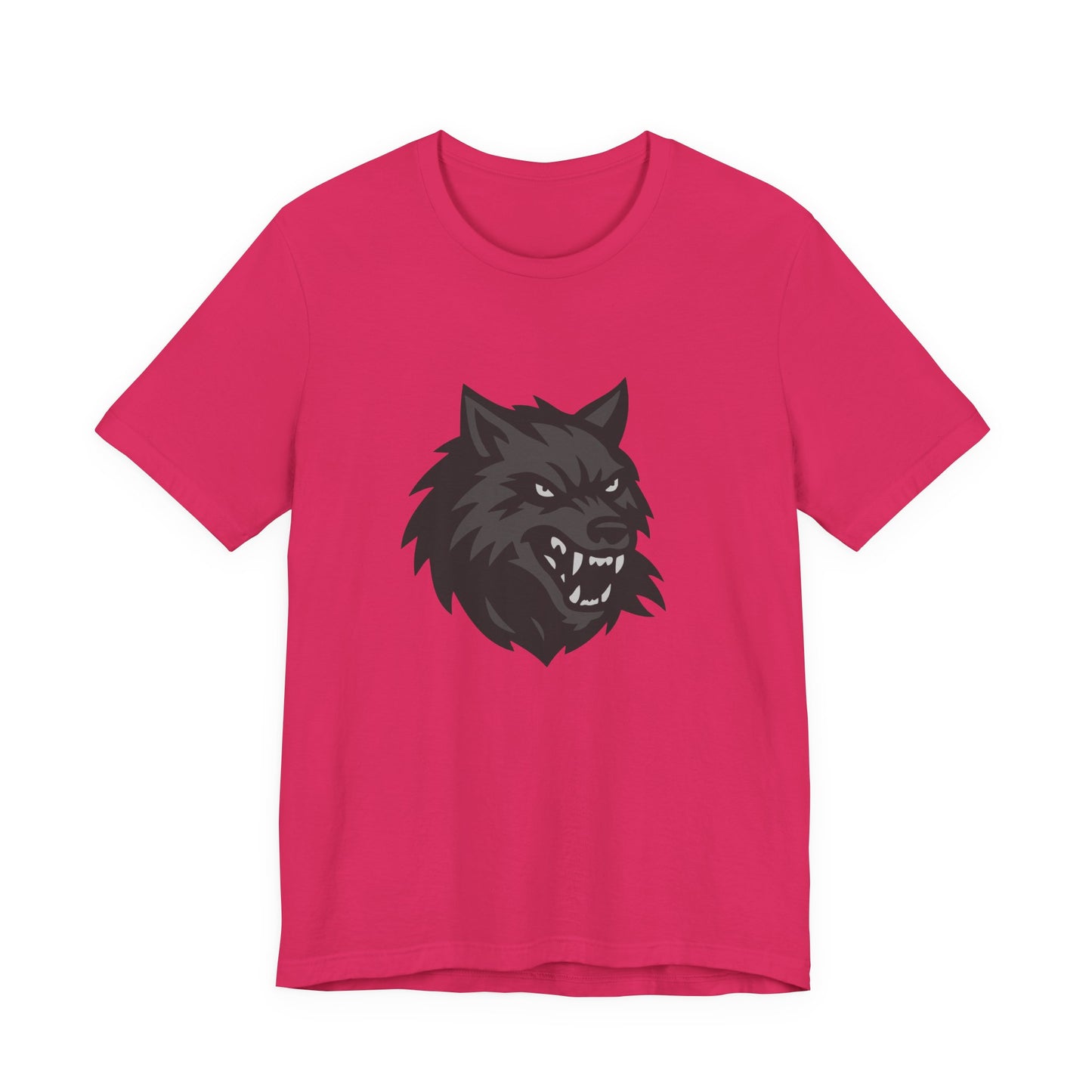 Dark Theme Wolf Head Shirt – Fierce Growling Wolf Face Graphic in Black and Grey for Bold, Edgy Style. Unisex Jersey Short Sleeve Tee