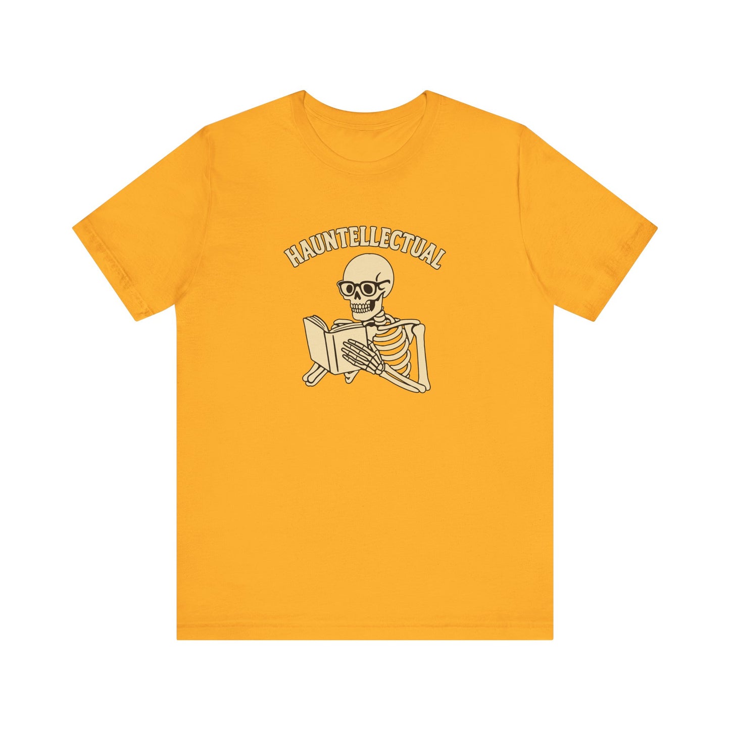 Hauntellectual Halloween Shirt – Funny Skeleton Reading Book Tee for Spooky Smart People