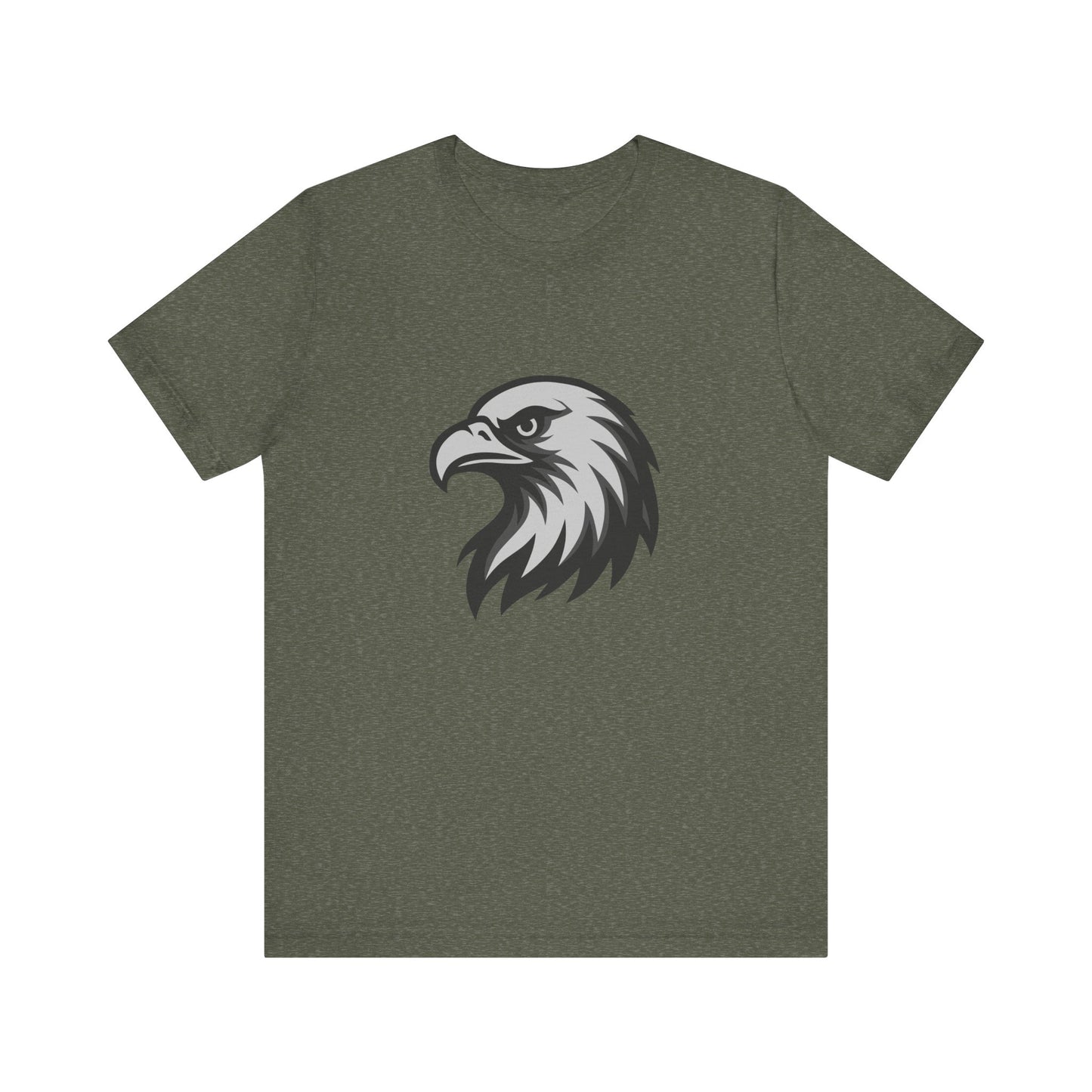 Eagle Head Graphic T-Shirt – Bold Dark Theme Grayscale Bird of Prey Design on Black Tee with Fierce Detail and Modern Ghost Effect. Unisex Jersey Short Sleeve Tee