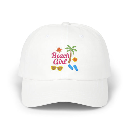 Beach Girl Classic Dad Hat – Embroidered Summer Hat for Ocean Lovers, Sun Seekers, and Coastal Cuties