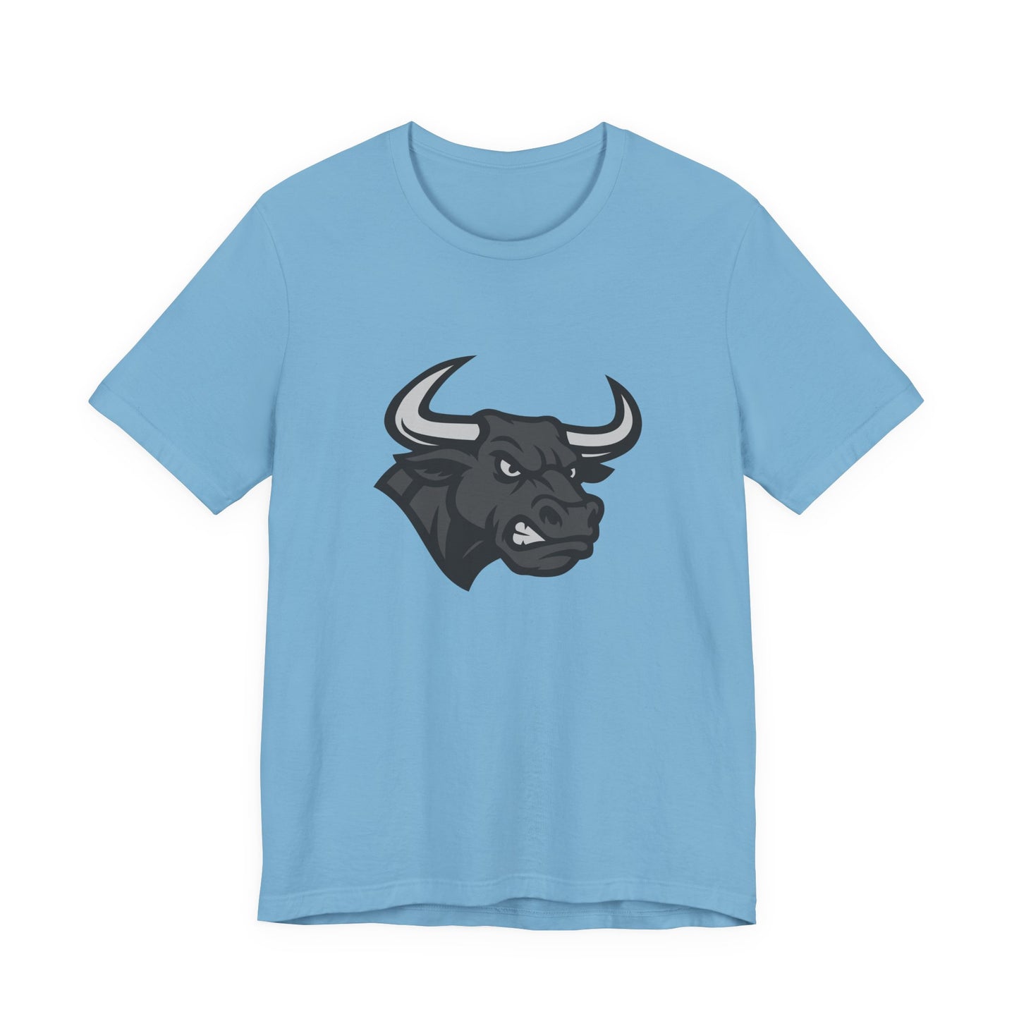 Angry Bull Graphic T-Shirt – Dark Theme Grayscale Bull Head Design on Black Tee for Streetwear, Gym, or Bold Urban Style. Unisex Jersey Short Sleeve Tee