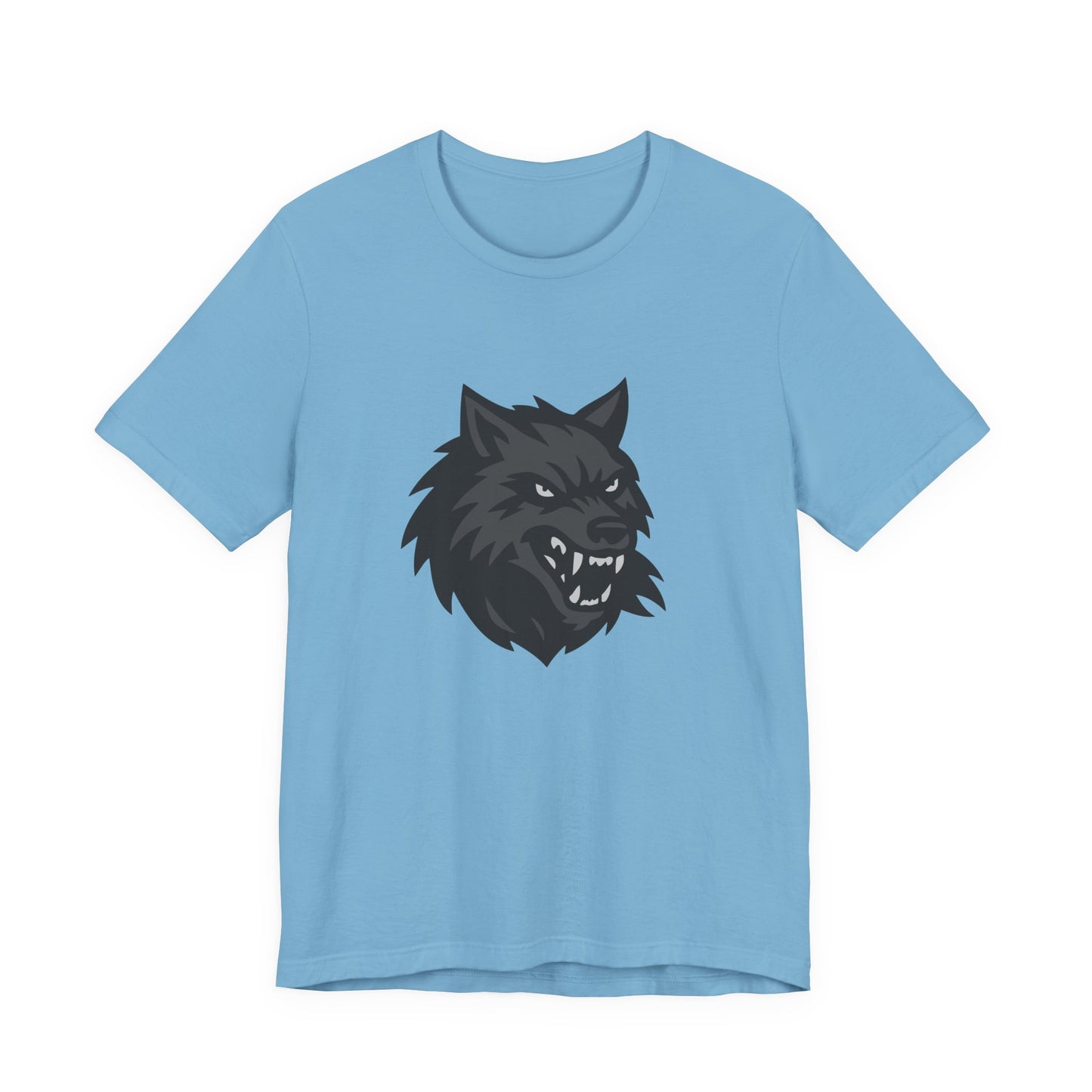 Dark Theme Wolf Head Shirt – Fierce Growling Wolf Face Graphic in Black and Grey for Bold, Edgy Style. Unisex Jersey Short Sleeve Tee