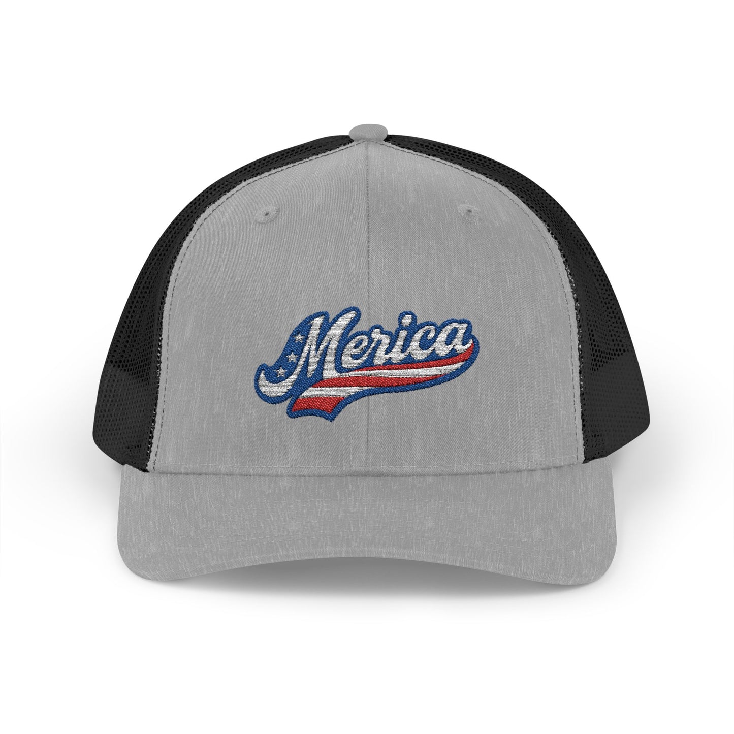 Merica Trucker Hat – Patriotic Embroidered Hat with Vintage Sports Style