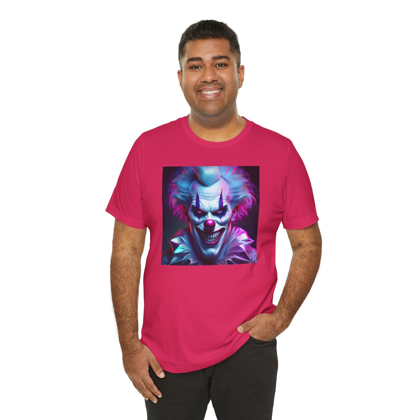 Scary Clown Halloween Shirt – Creepy Evil Clown Face Graphic Tee for Horror Fans. Unisex Jersey Short Sleeve Tee