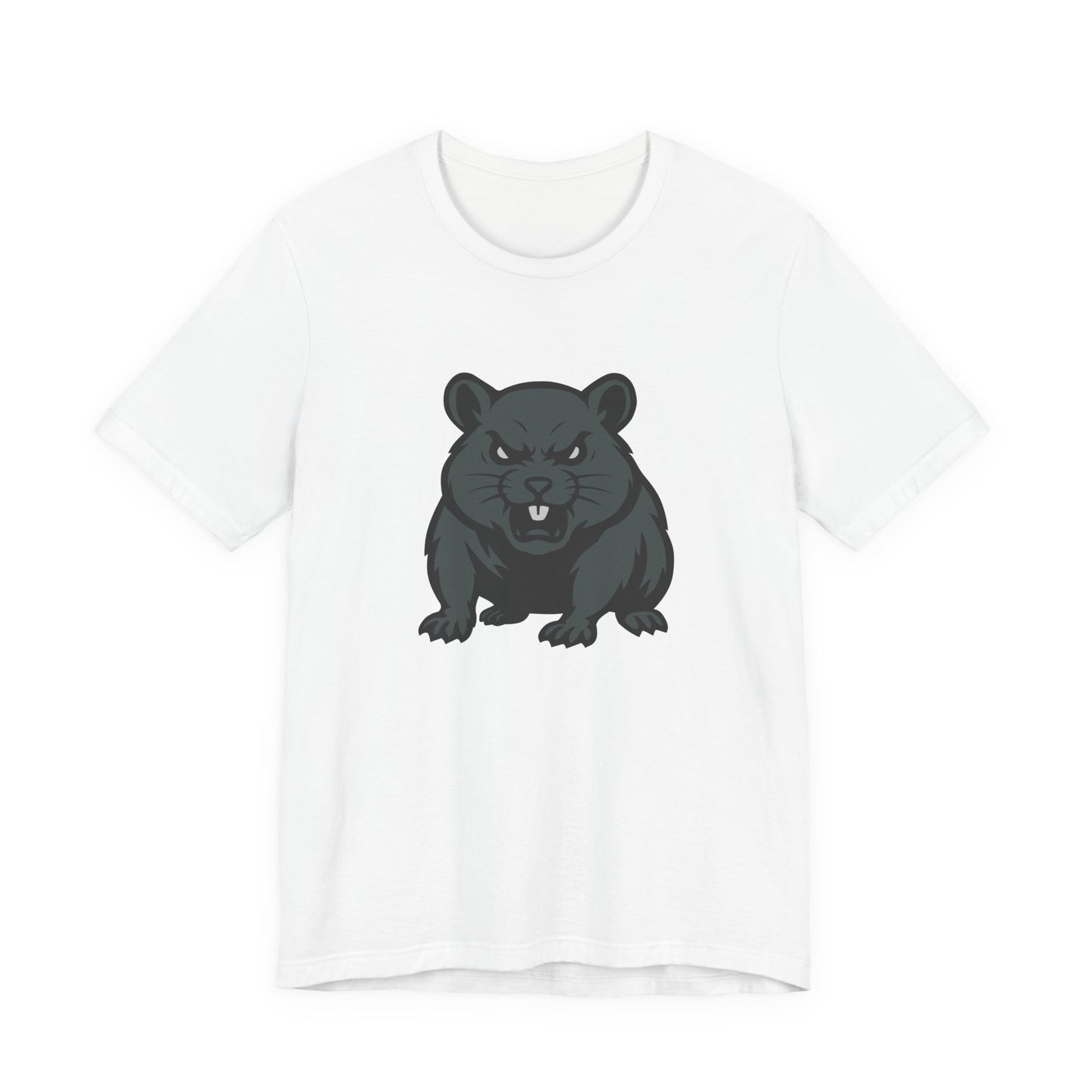 Angry Hamster Graphic T-Shirt – Intense Dark Theme Rodent Design on Black Tee for Streetwear, Humor, or Edgy Animal Style. Unisex Jersey Short Sleeve Tee