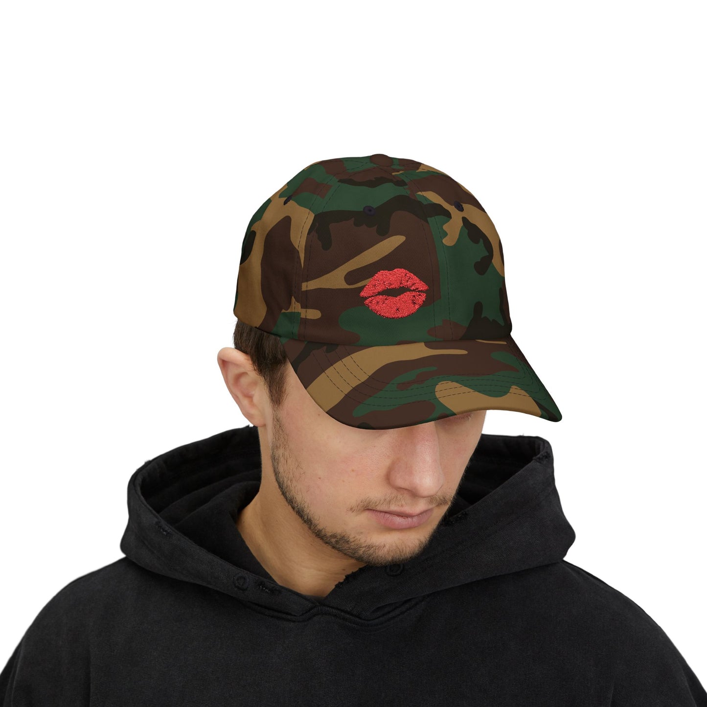 Red Lips Classic Dad Hat – Embroidered Lip Hat for Bold Style, Sassy Vibes, and Flirty Streetwear Looks