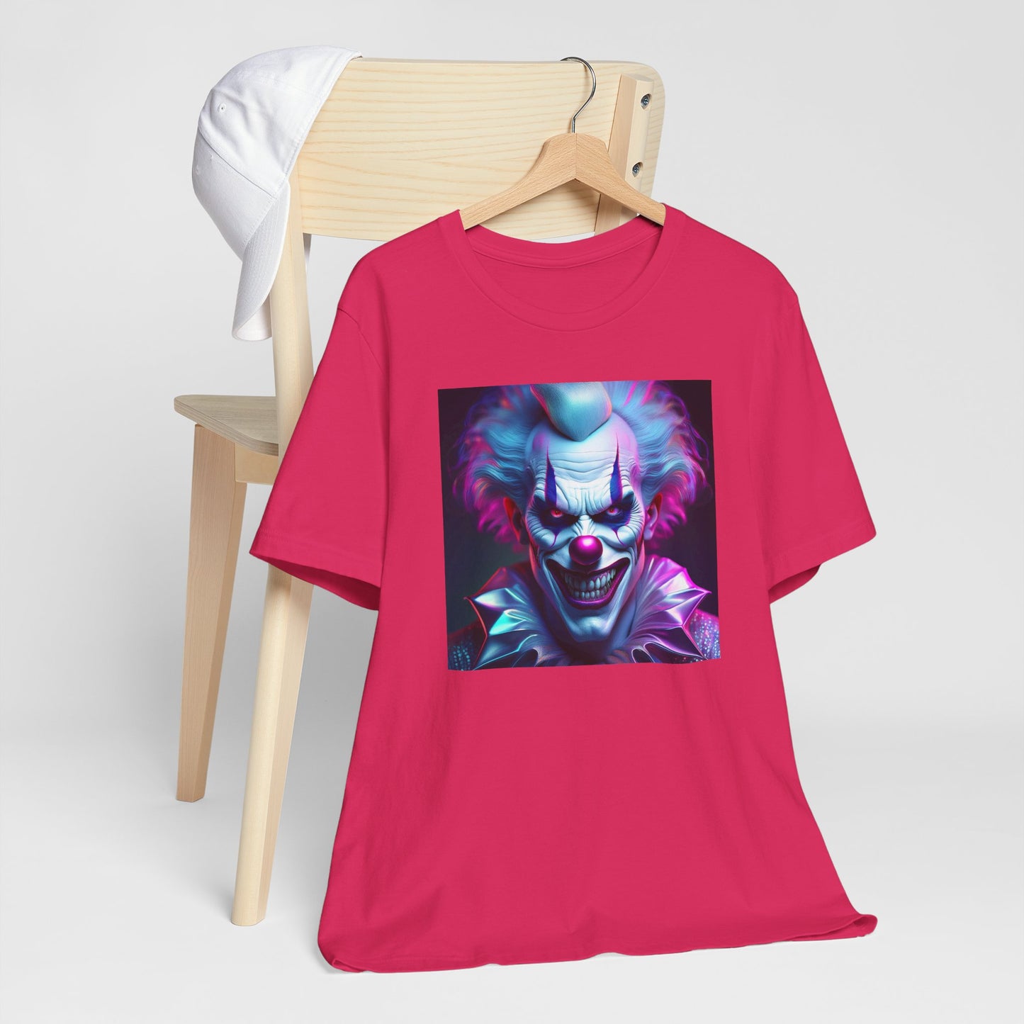 Scary Clown Halloween Shirt – Creepy Evil Clown Face Graphic Tee for Horror Fans. Unisex Jersey Short Sleeve Tee