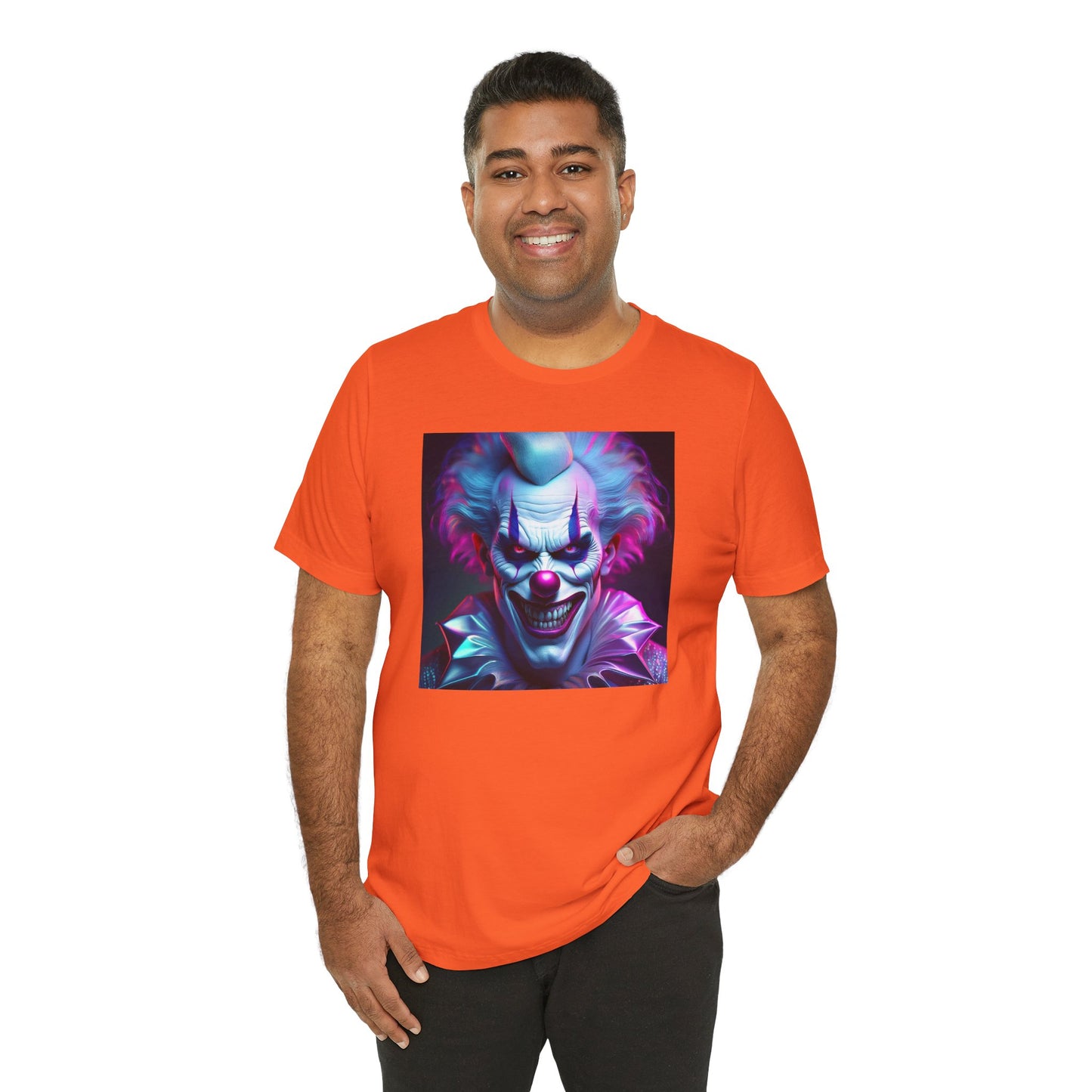 Scary Clown Halloween Shirt – Creepy Evil Clown Face Graphic Tee for Horror Fans. Unisex Jersey Short Sleeve Tee
