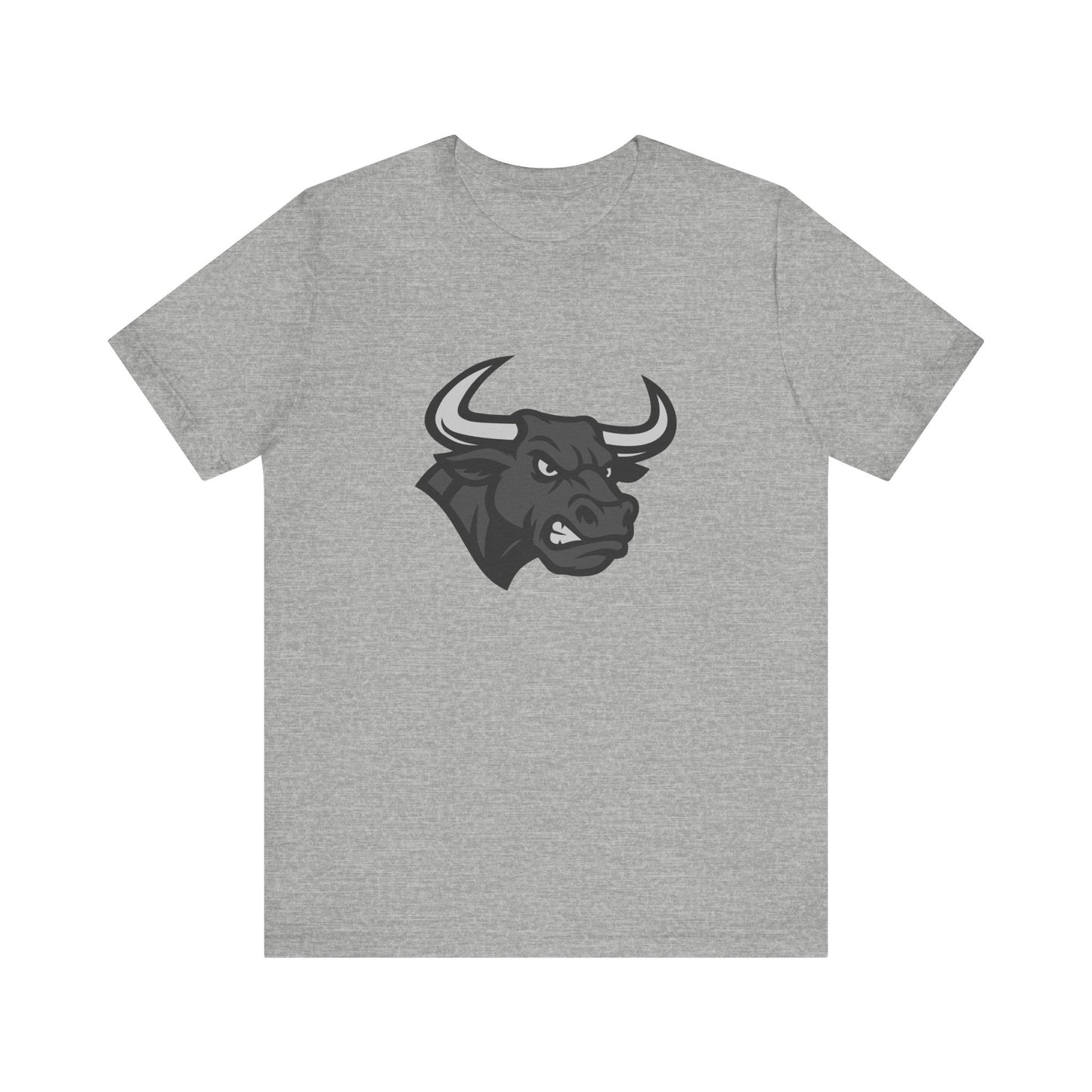 Angry Bull Graphic T-Shirt – Dark Theme Grayscale Bull Head Design on Black Tee for Streetwear, Gym, or Bold Urban Style. Unisex Jersey Short Sleeve Tee