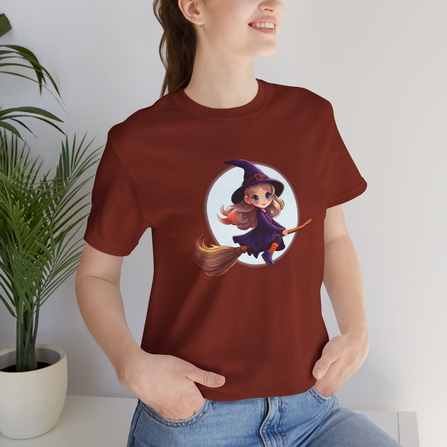 Cute Witch on a Broom Halloween Shirt – Adorable Flying Witch Graphic Tee for Kids and Magic Lovers