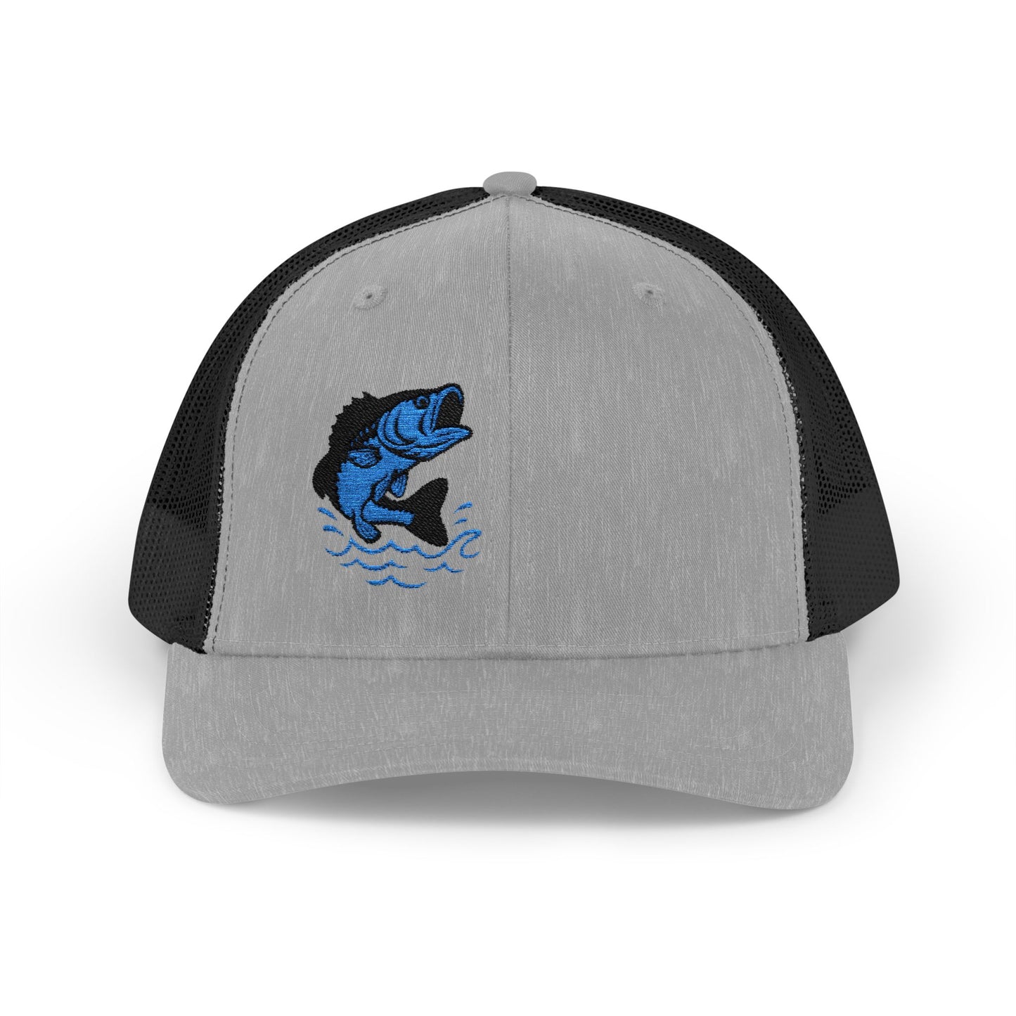 Jumping Fish Trucker Hat – Embroidered Blue Fishing Hat for Anglers, Lake Days, and Outdoor Style