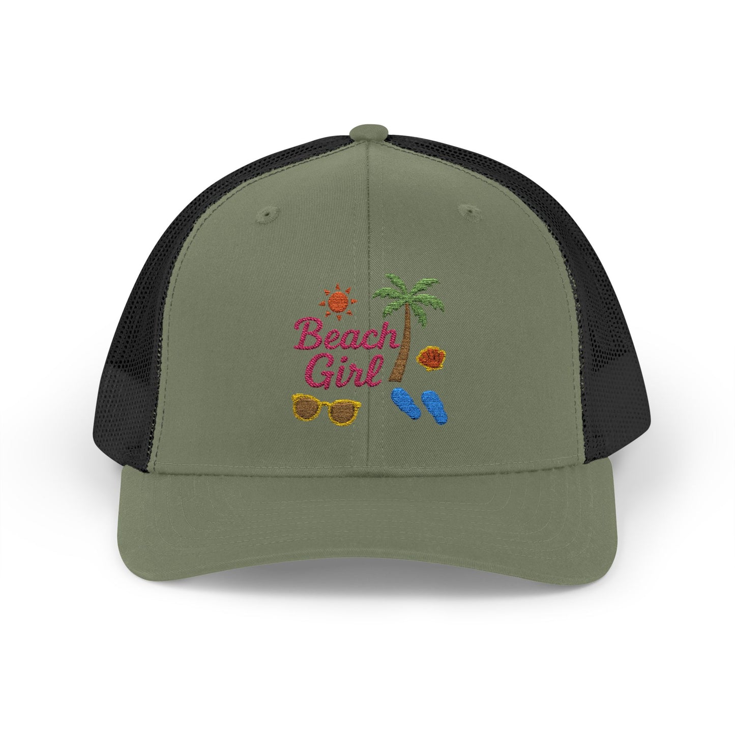 Beach Girl Trucker Hat – Embroidered Summer Vibes Hat for Coastal Queens