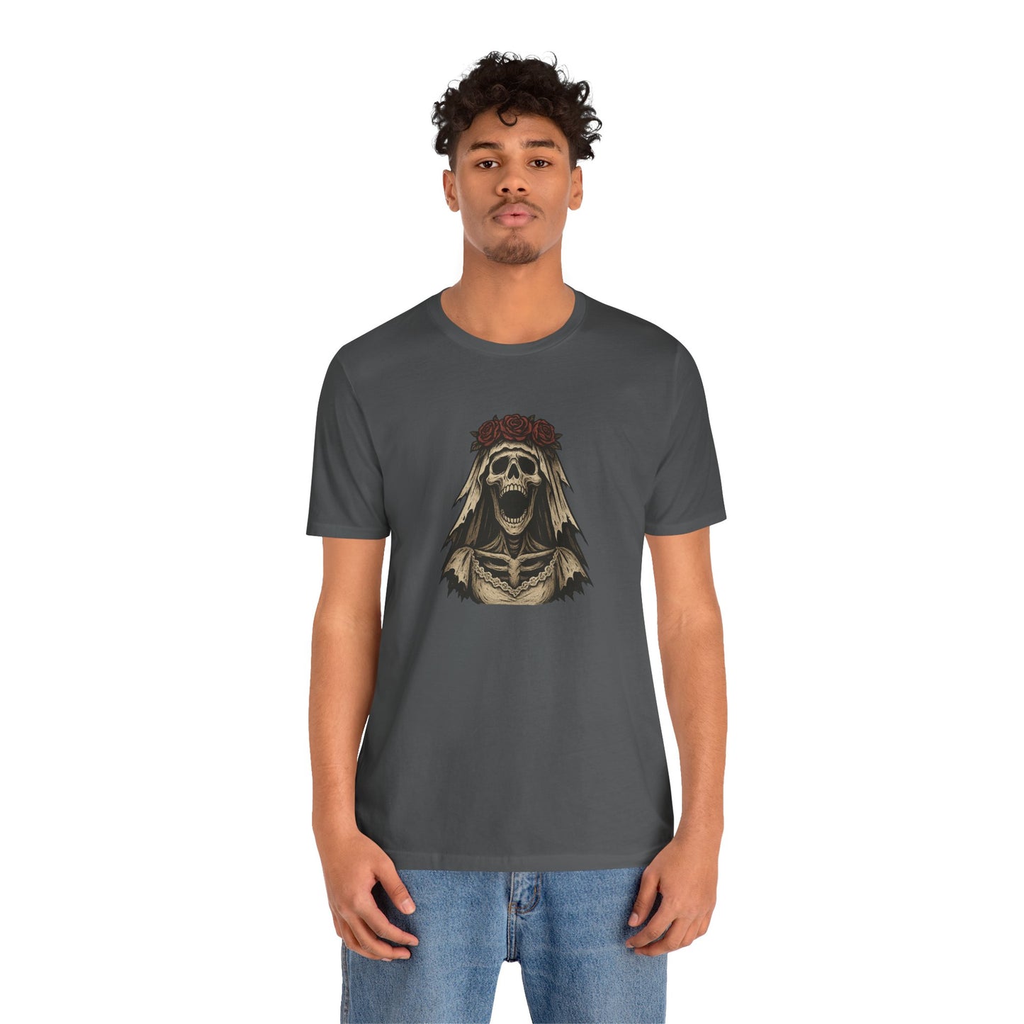 Screaming Skeleton Bride Halloween Shirt – Gothic Undead Bride Graphic Tee for Spooky Season Horror Fans