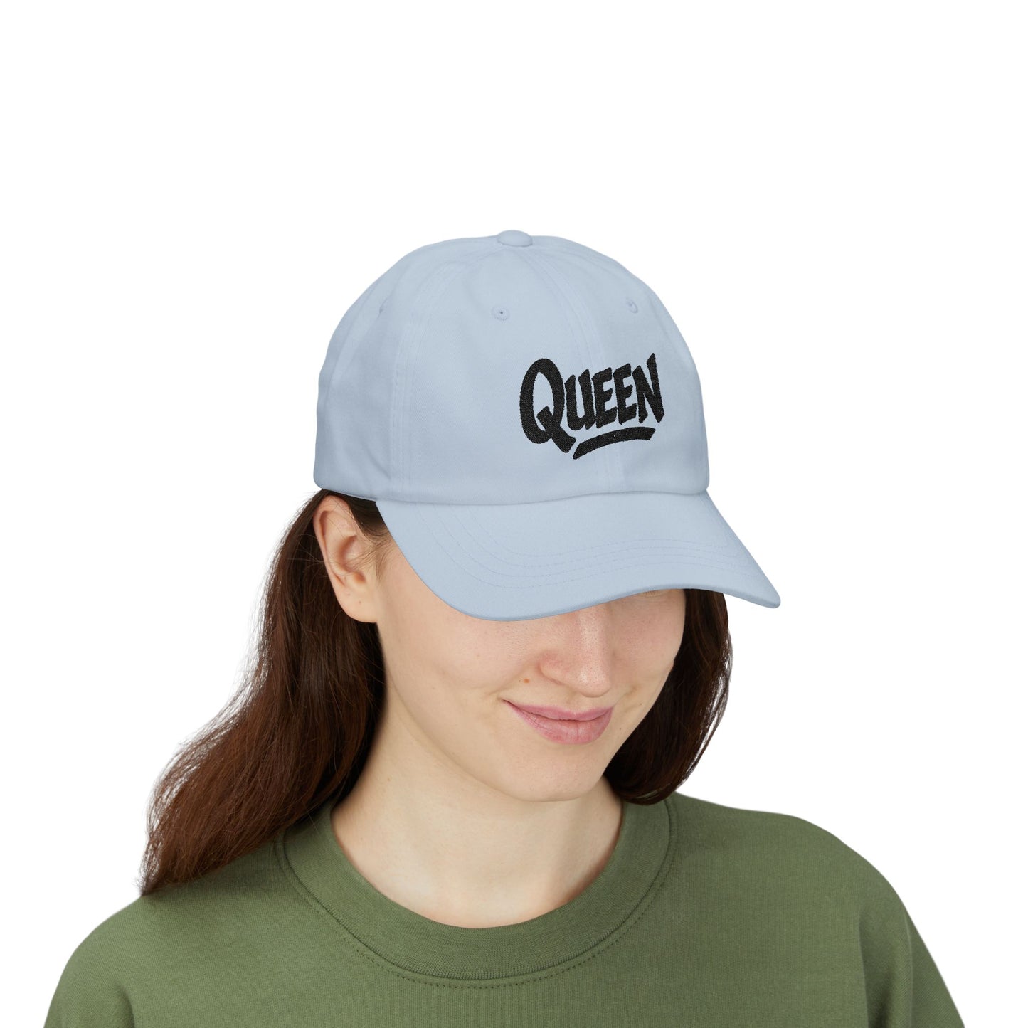 Queen Embroidered Classic Dad Hat – Bold Crown-Inspired Design for Queens Who Rule, Empowerment Style for Everyday Royalty. Black Letters