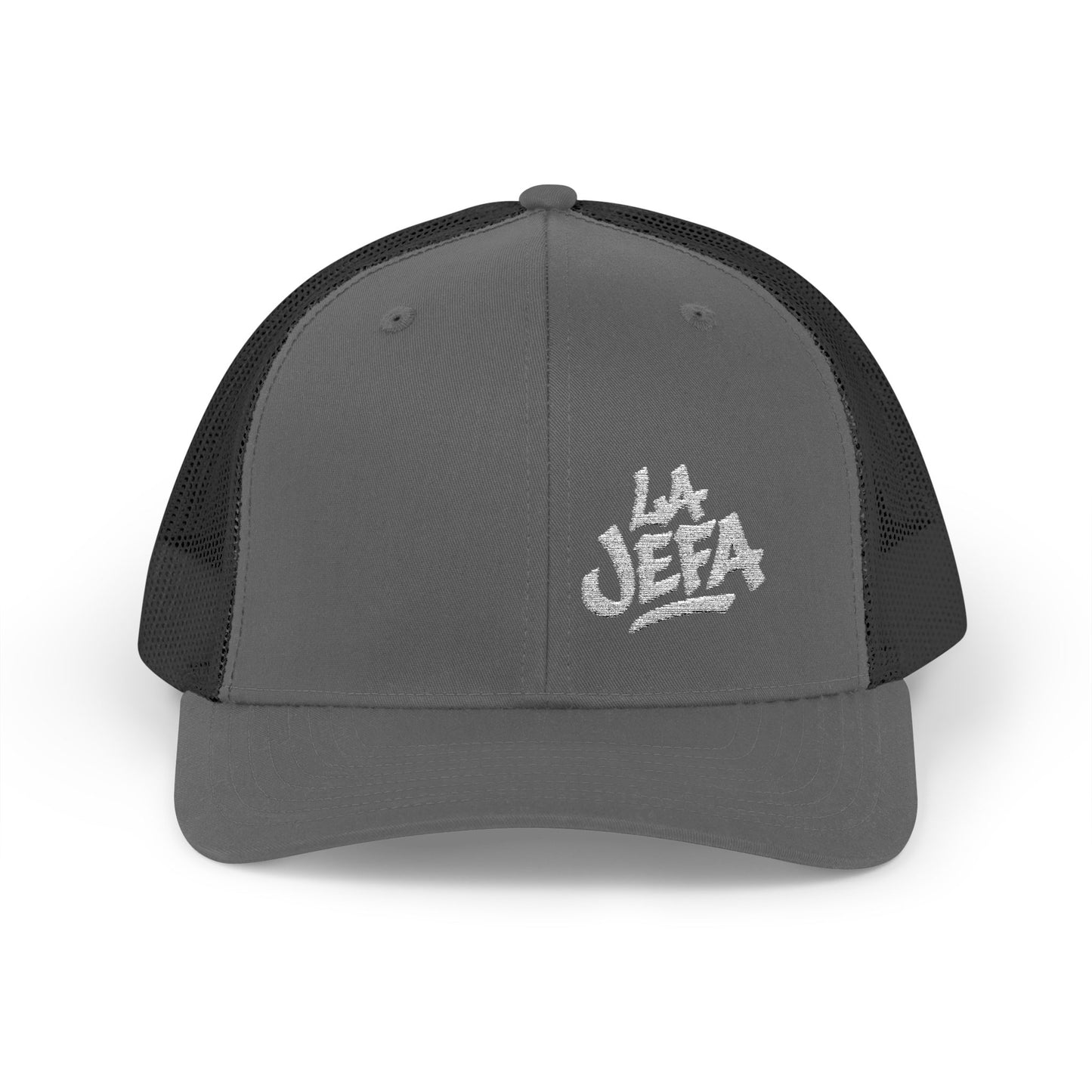 La Jefa Trucker Hat – Embroidered Latina Boss Hat for Bold Women. White Letters