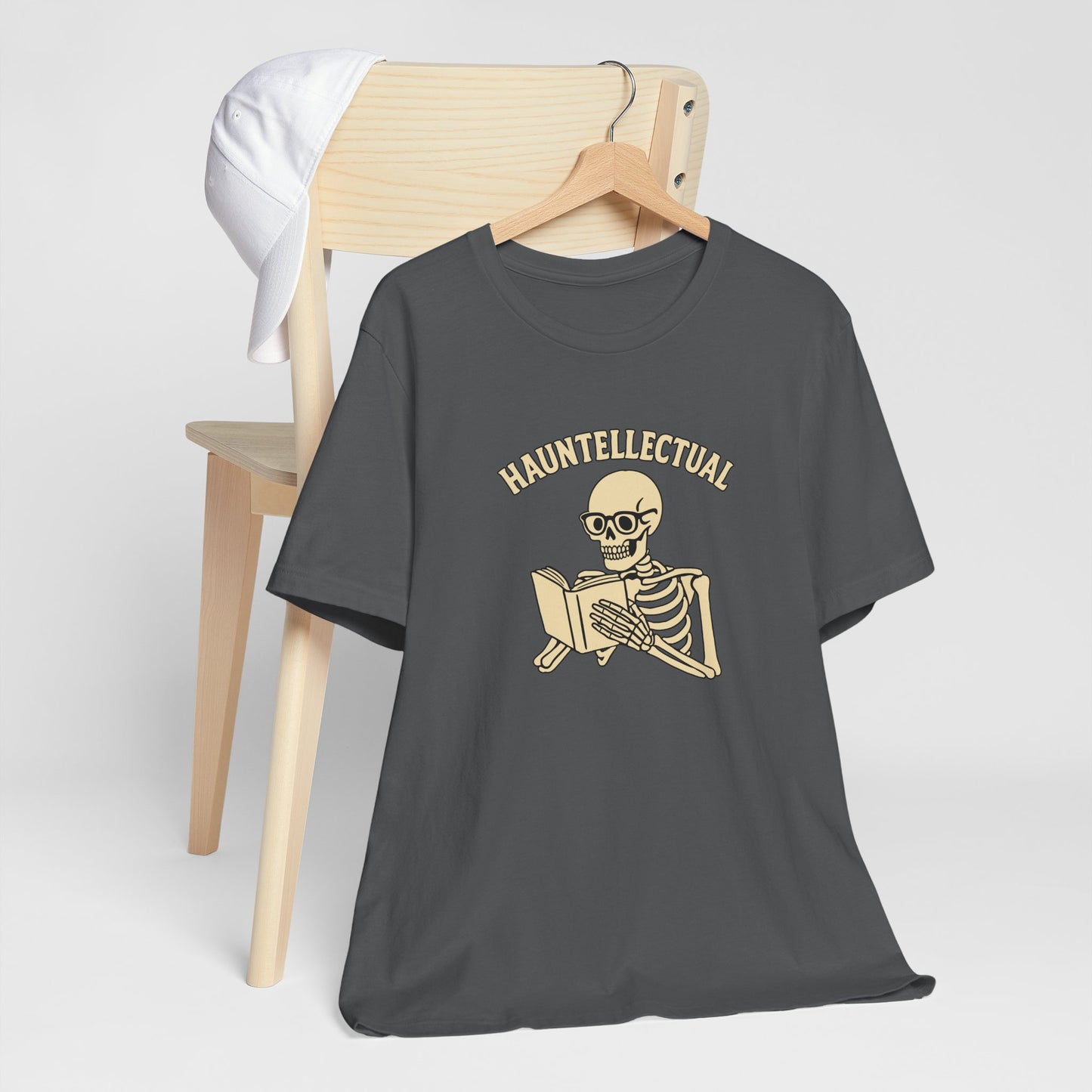 Hauntellectual Halloween Shirt – Funny Skeleton Reading Book Tee for Spooky Smart People
