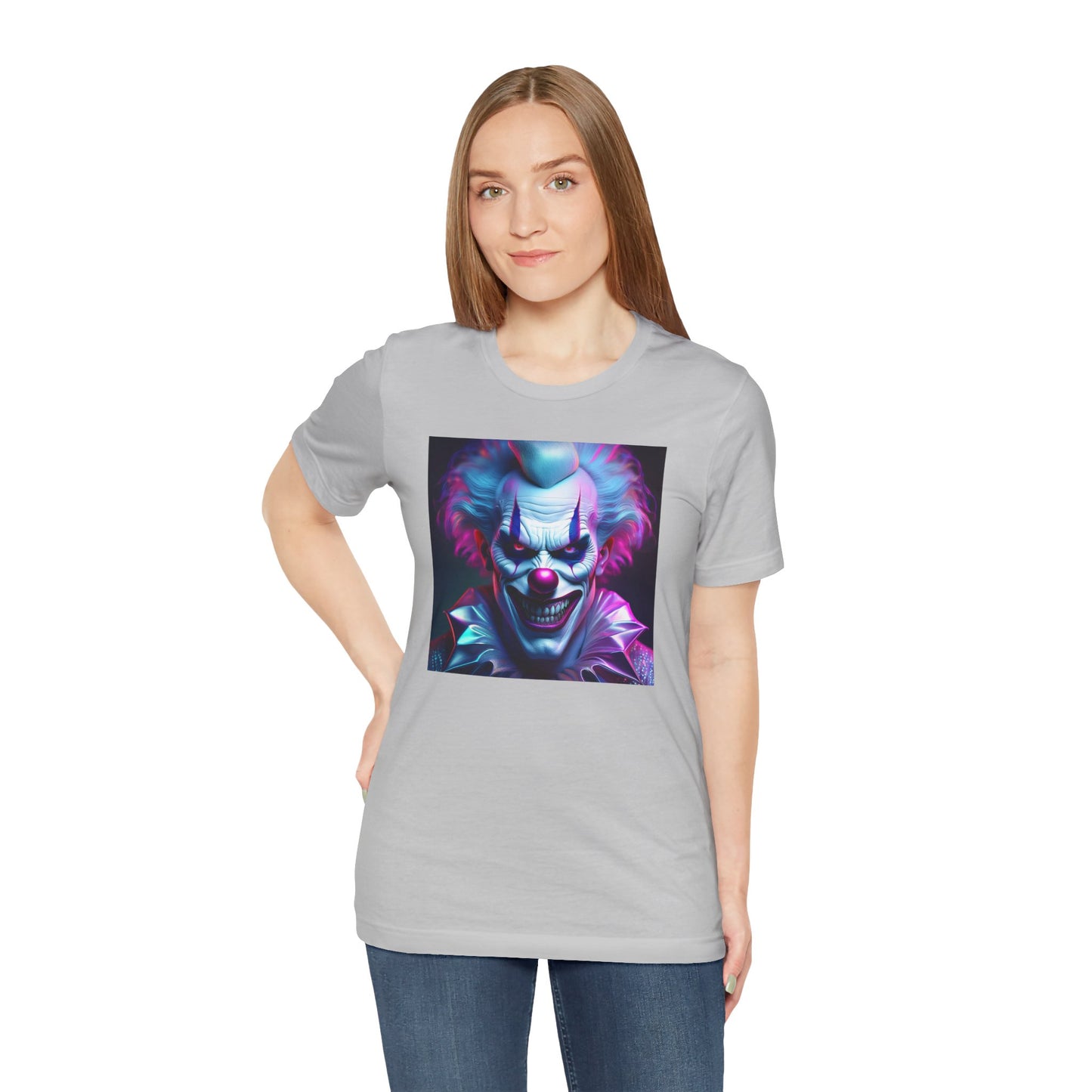 Scary Clown Halloween Shirt – Creepy Evil Clown Face Graphic Tee for Horror Fans. Unisex Jersey Short Sleeve Tee