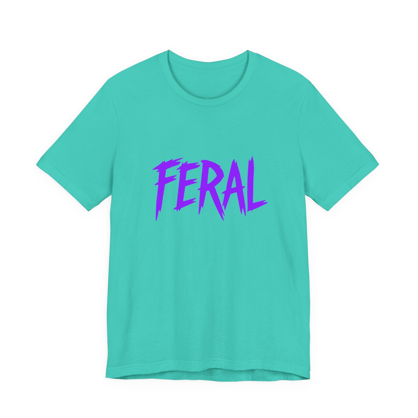 Colorful Design FERAL Shirt – Bold Purple Graphic Tee for Untamed Women Who Embrace Their Wild Side. Unisex Jersey Short Sleeve Tee