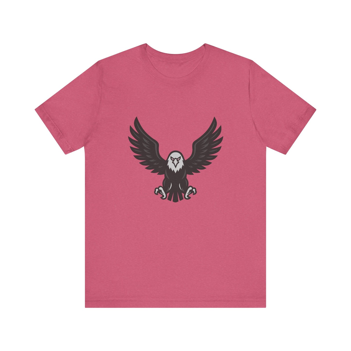 Eagle Wings Graphic T-Shirt – Dark Theme Grayscale Soaring Predator Design on Black Tee with Intensity and Modern Ghost Effect. Unisex Jersey Short Sleeve Tee