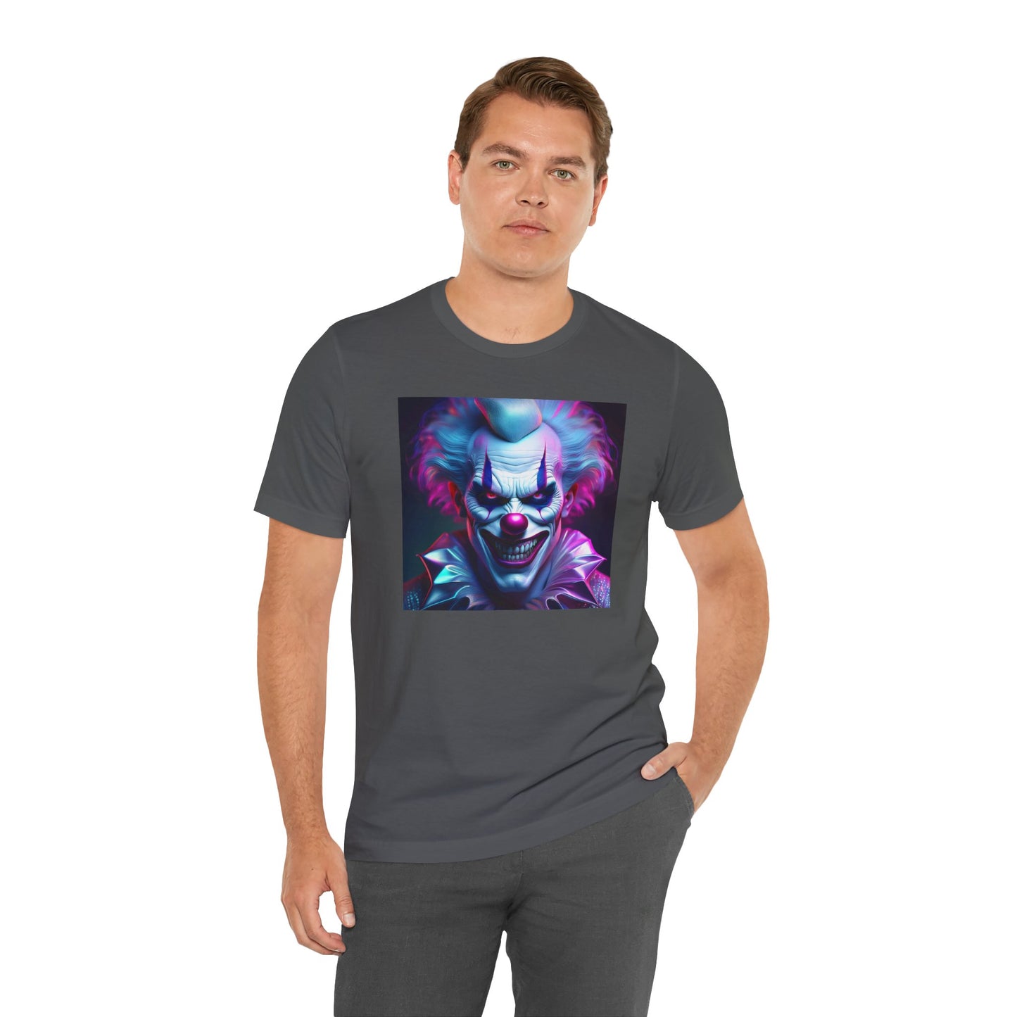 Scary Clown Halloween Shirt – Creepy Evil Clown Face Graphic Tee for Horror Fans. Unisex Jersey Short Sleeve Tee
