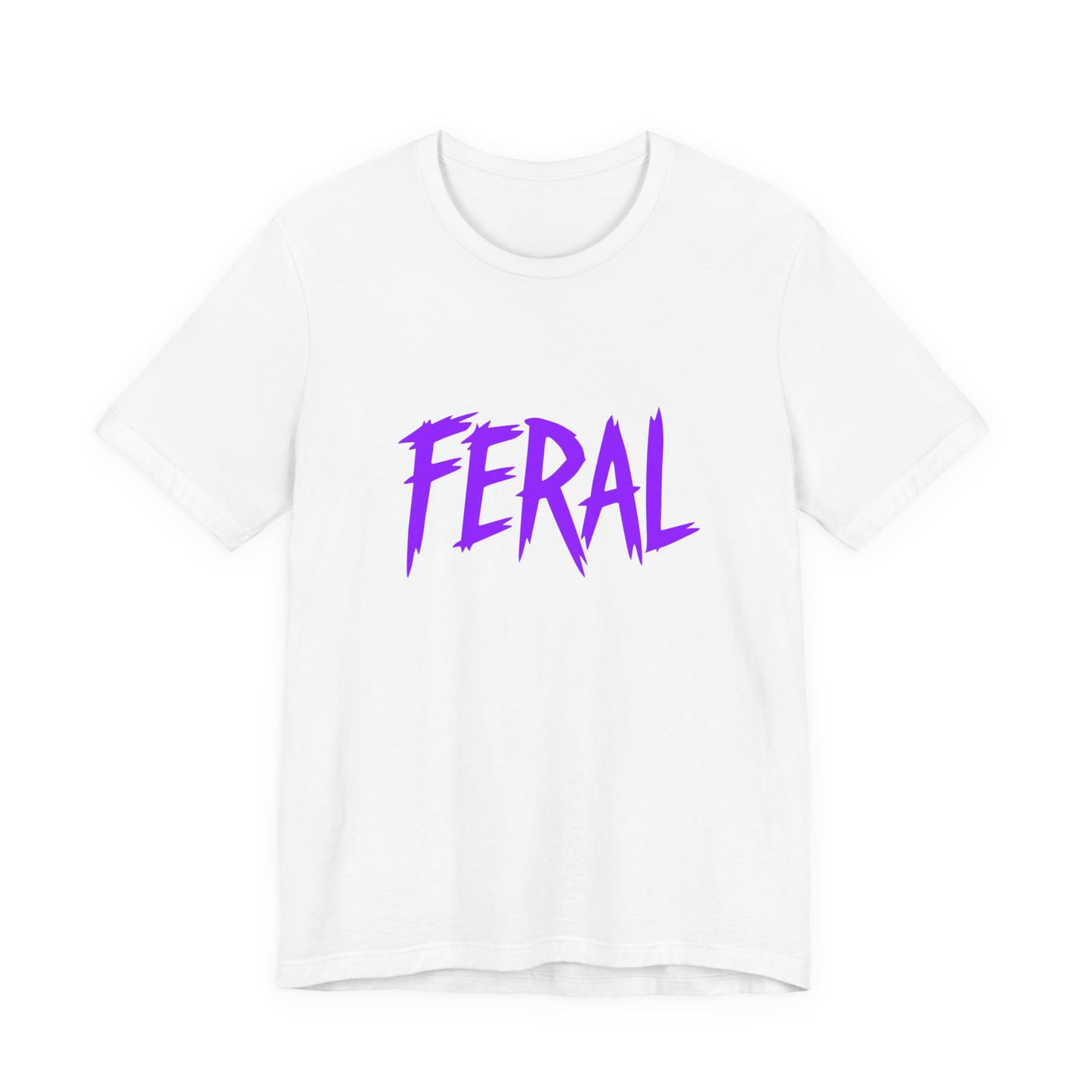 Colorful Design FERAL Shirt – Bold Purple Graphic Tee for Untamed Women Who Embrace Their Wild Side. Unisex Jersey Short Sleeve Tee