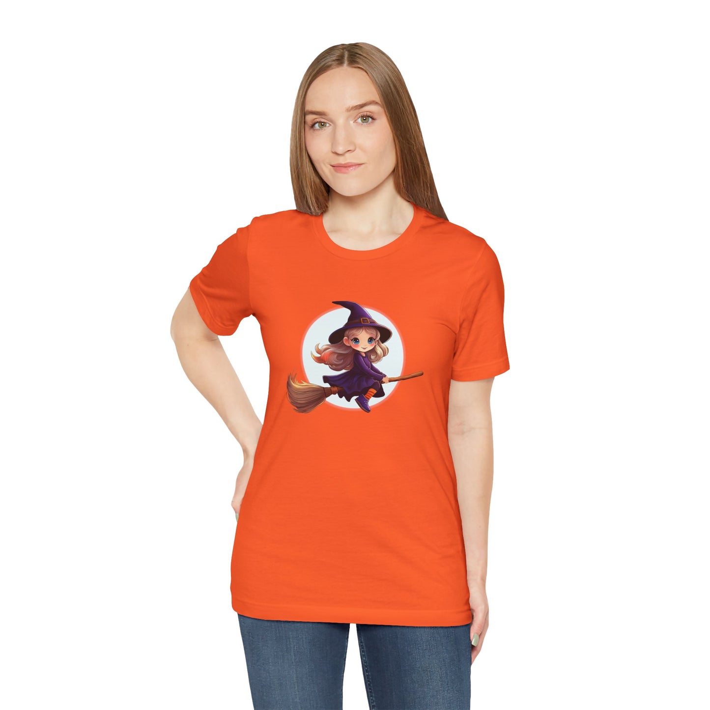 Cute Witch on a Broom Halloween Shirt – Adorable Flying Witch Graphic Tee for Kids and Magic Lovers