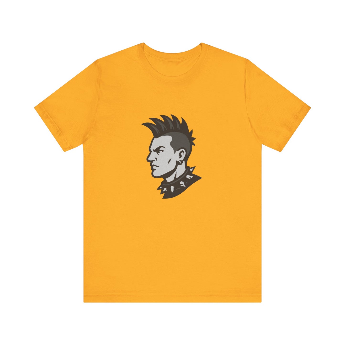 Punk Guy Graphic T-Shirt – Dark Theme Grayscale Mohawk Portrait on Black Tee with Attitude and Subtle Modern Ghost Effect. Unisex Jersey Short Sleeve Tee