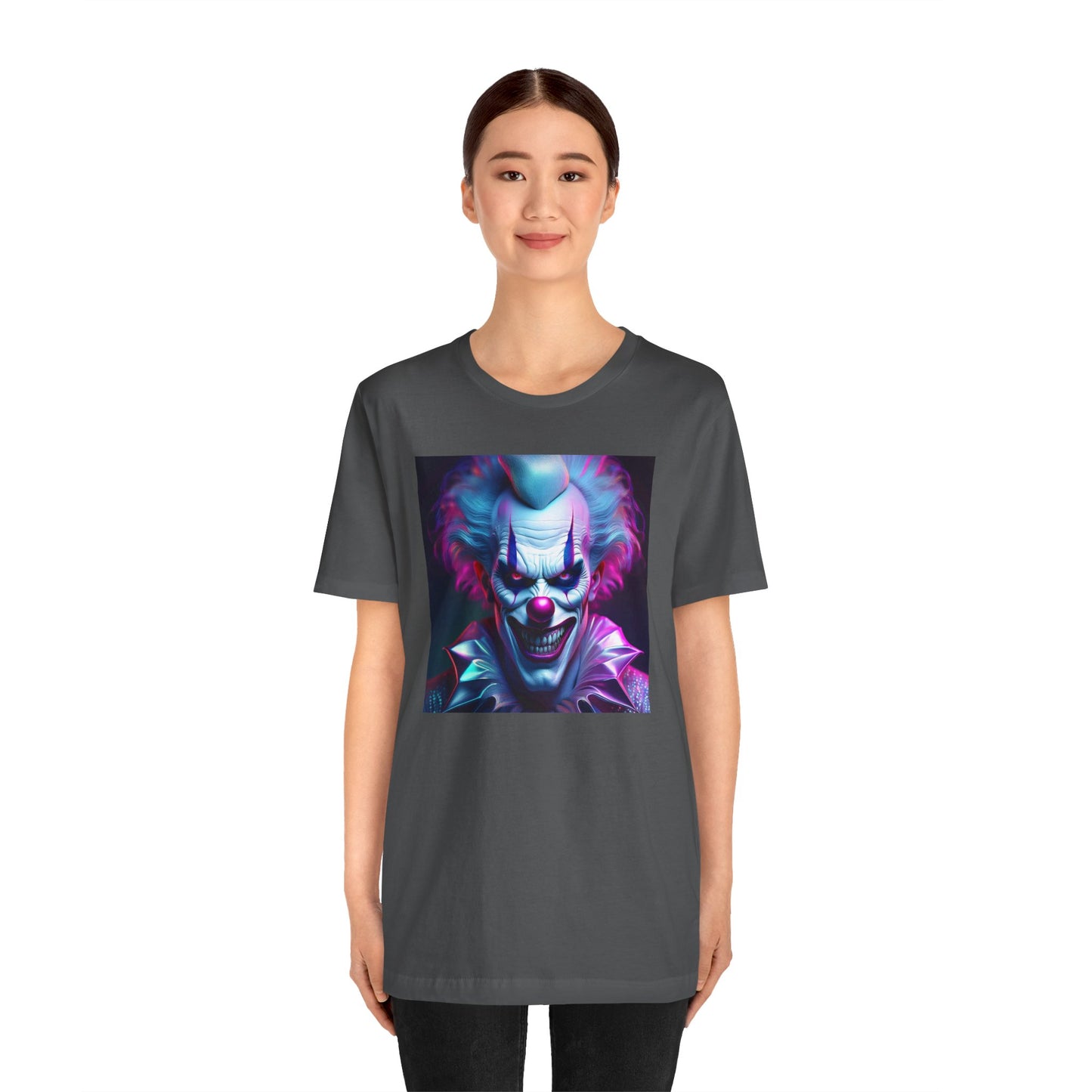 Scary Clown Halloween Shirt – Creepy Evil Clown Face Graphic Tee for Horror Fans. Unisex Jersey Short Sleeve Tee