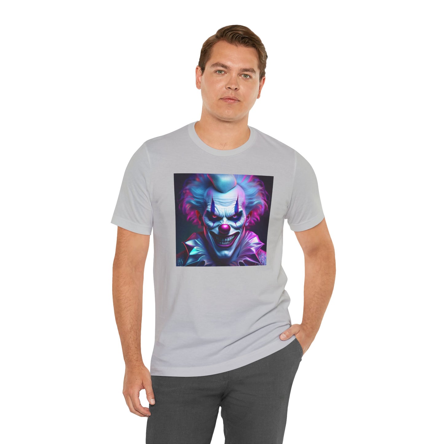 Scary Clown Halloween Shirt – Creepy Evil Clown Face Graphic Tee for Horror Fans. Unisex Jersey Short Sleeve Tee