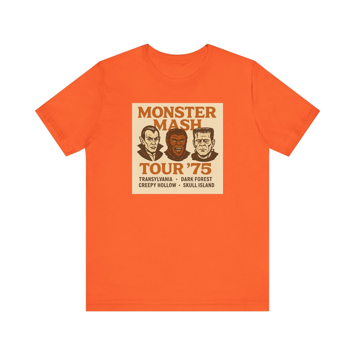 Monster Mash Tour '75 Halloween Shirt – Vintage Horror Band Tee Featuring Dracula, Wolfman, Frankenstein
