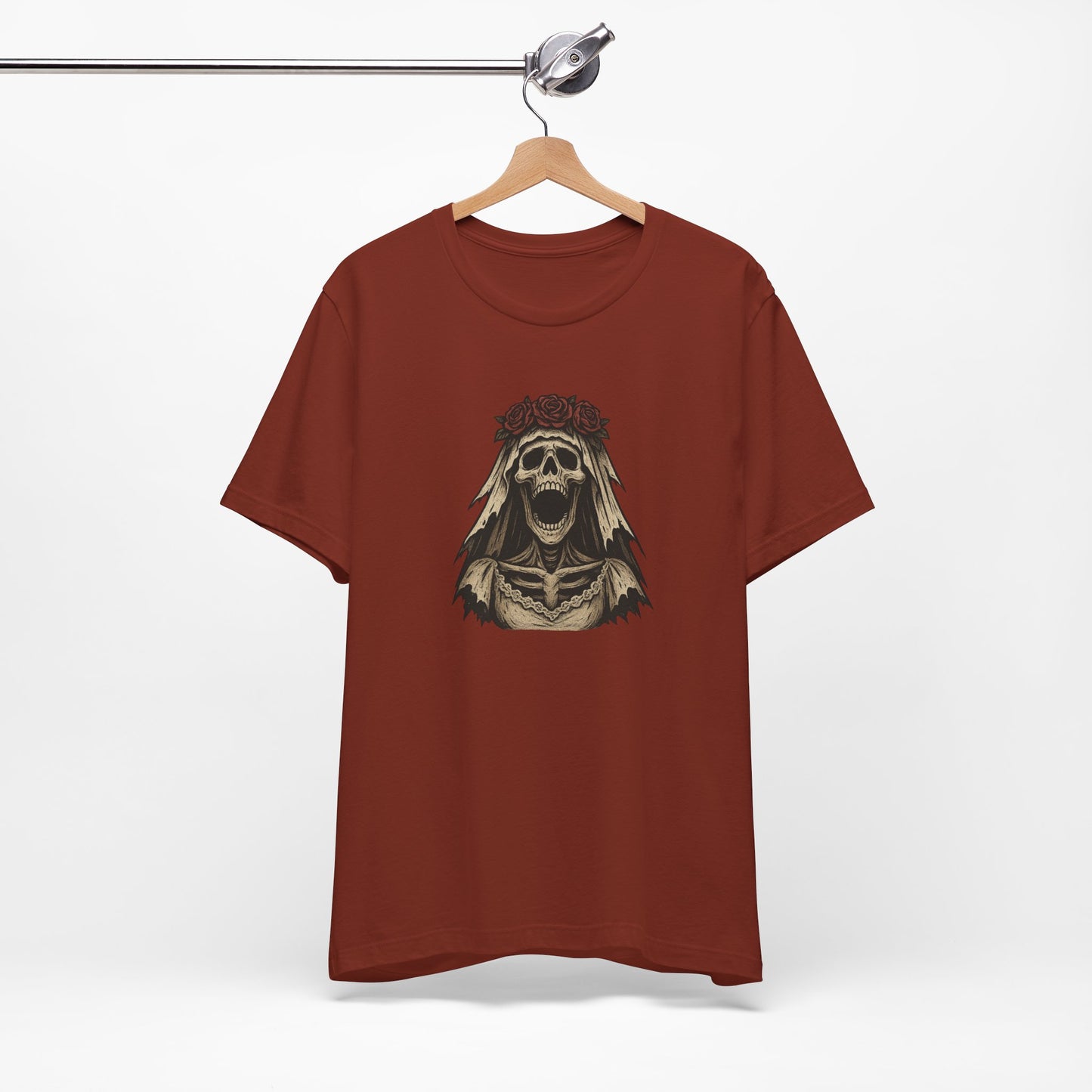 Screaming Skeleton Bride Halloween Shirt – Gothic Undead Bride Graphic Tee for Spooky Season Horror Fans