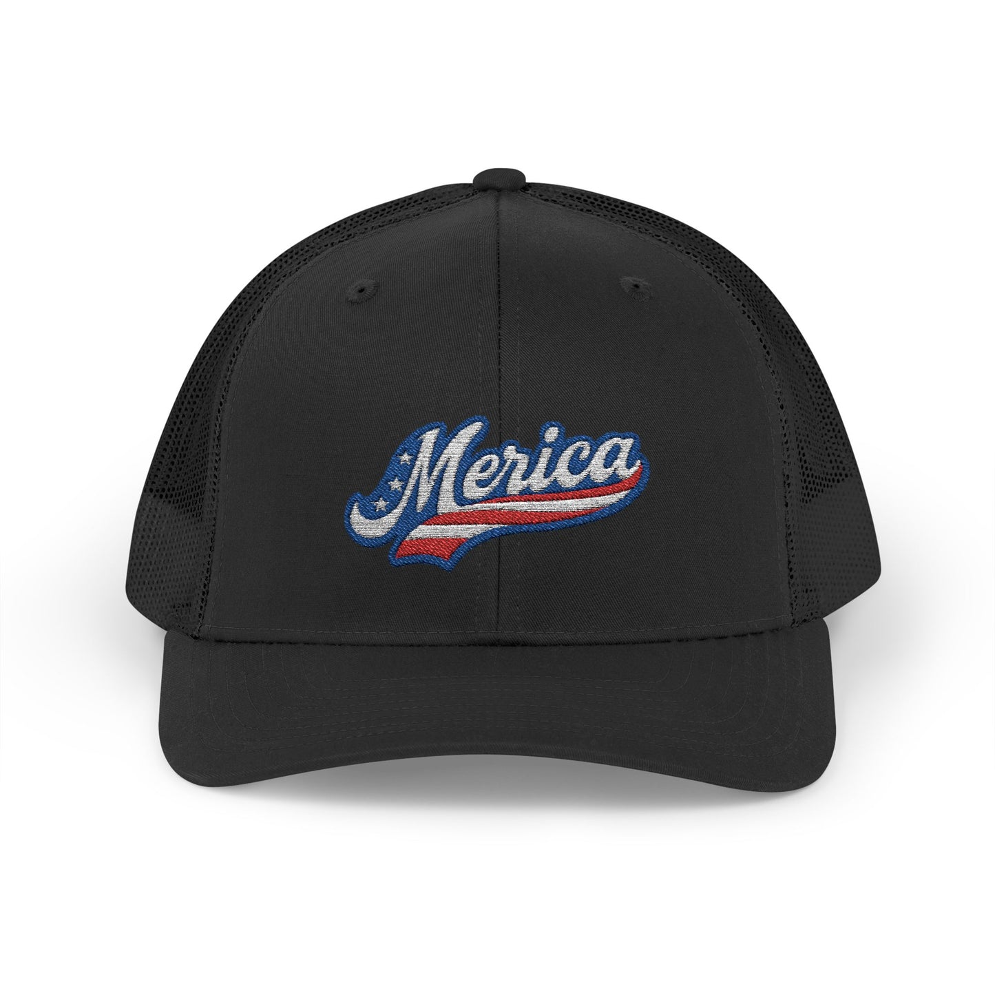 Merica Trucker Hat – Patriotic Embroidered Hat with Vintage Sports Style